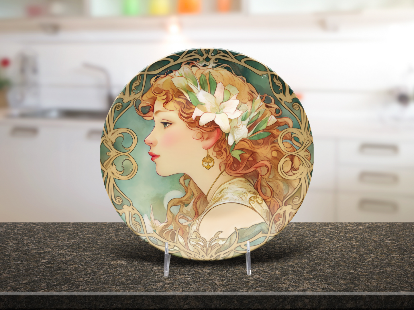 Art Noveau Housewarming Party Plates Gift Ethereal Women Plate Set, Unique Art Deco Hostess Fun Gift Whimsical Dinnerware, 10" Unbreakable