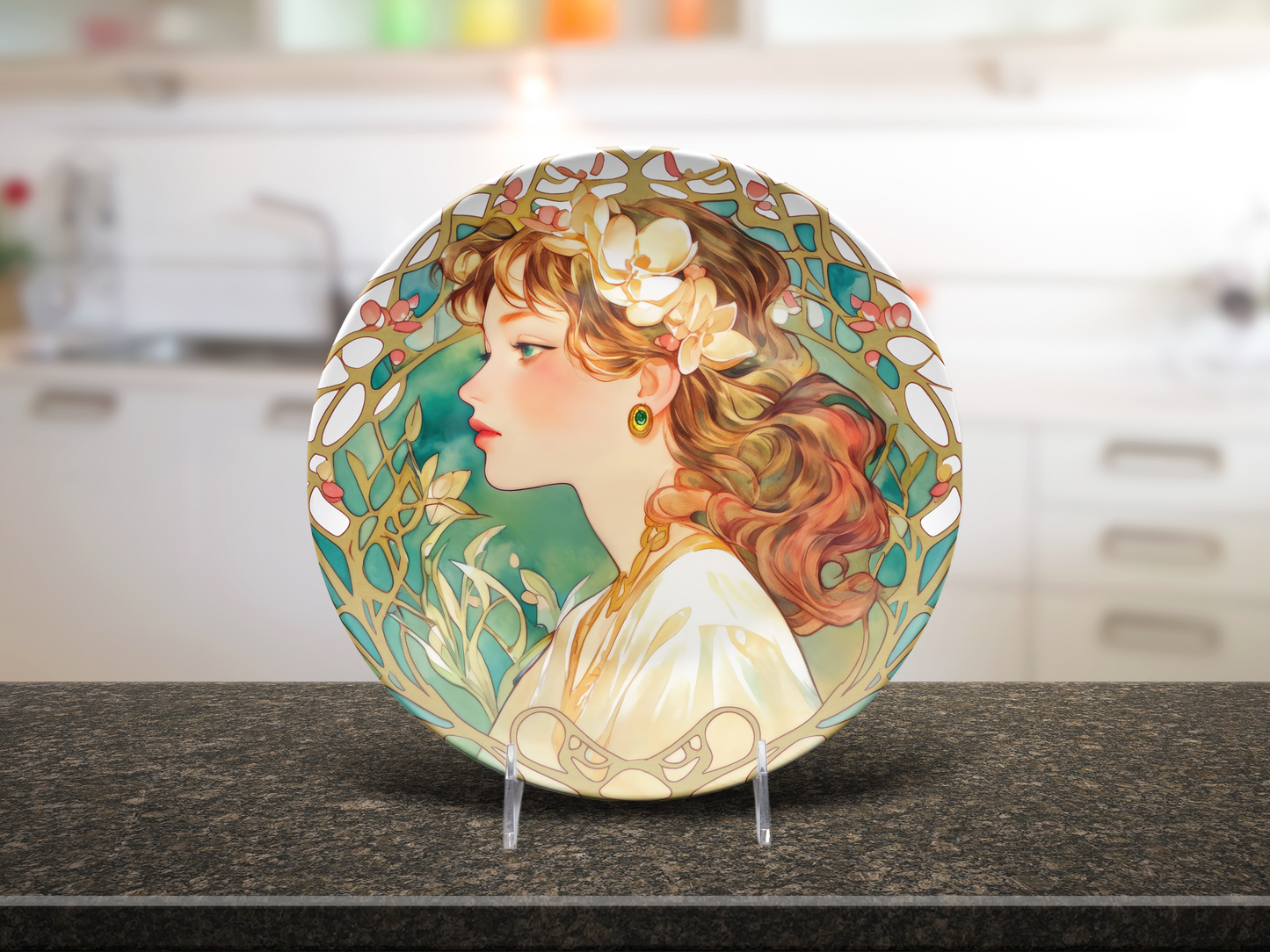 Art Noveau Housewarming Party Plates Gift Ethereal Women Plate Set, Unique Art Deco Hostess Fun Gift Whimsical Dinnerware, 10" Unbreakable