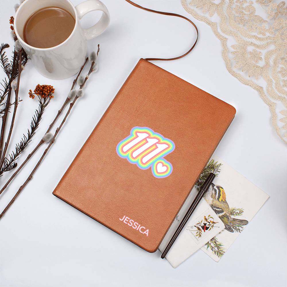 Angel Numbers Journal - Custom Vegan Leather Notebook With Personalized Cover