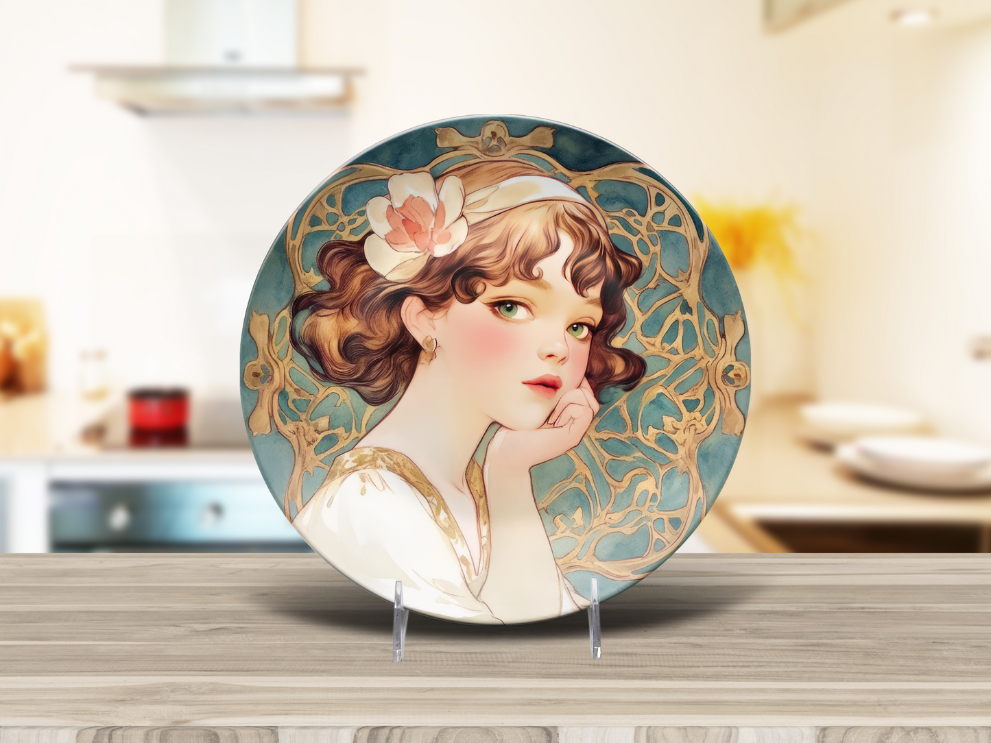 Art Noveau Housewarming Party Plates Gift Ethereal Women Plate Set, Unique Art Deco Hostess Fun Gift Whimsical Dinnerware, 10" Unbreakable