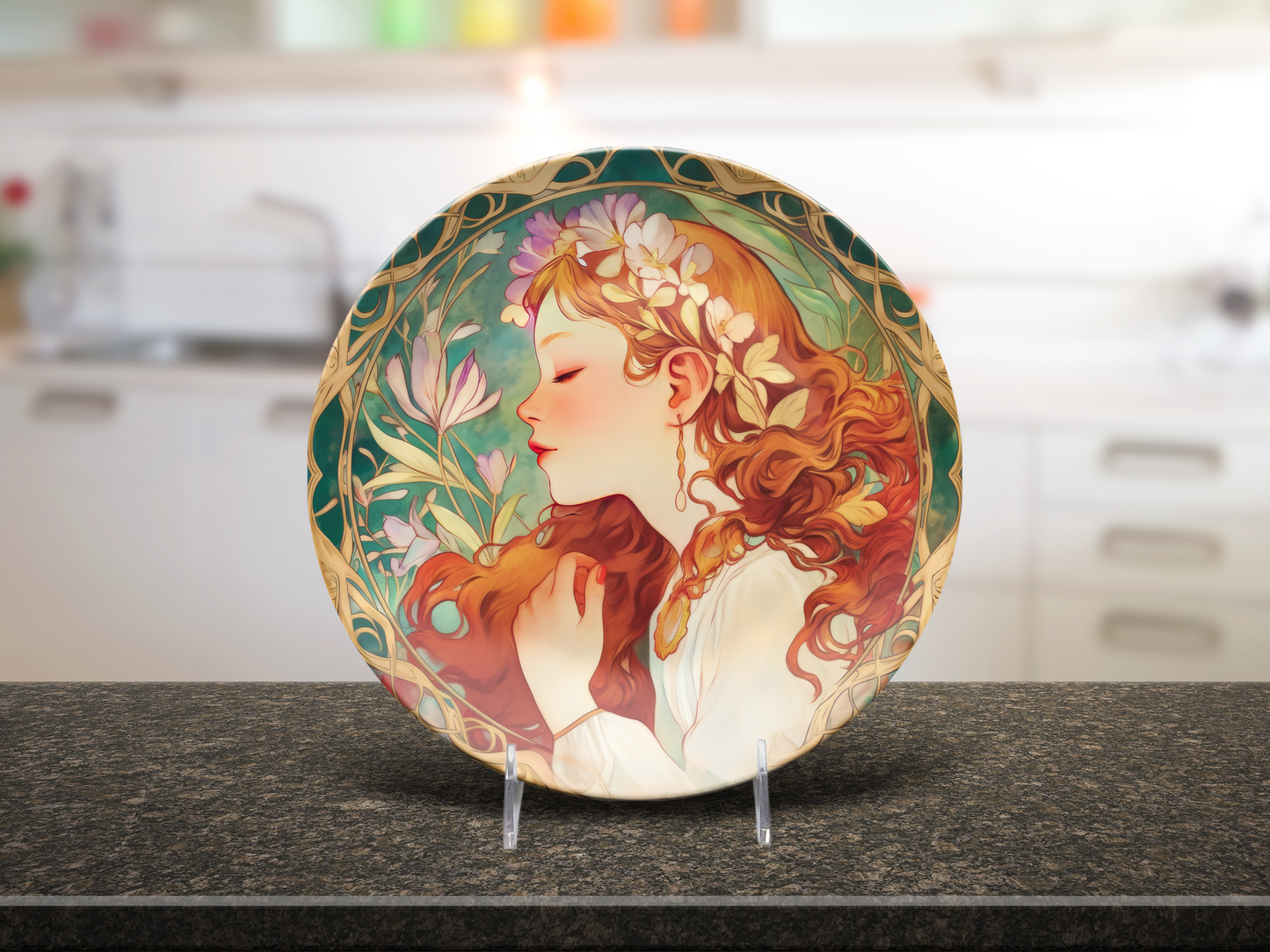 Art Noveau Housewarming Party Plates Gift Ethereal Women Plate Set, Unique Art Deco Hostess Fun Gift Whimsical Dinnerware, 10" Unbreakable