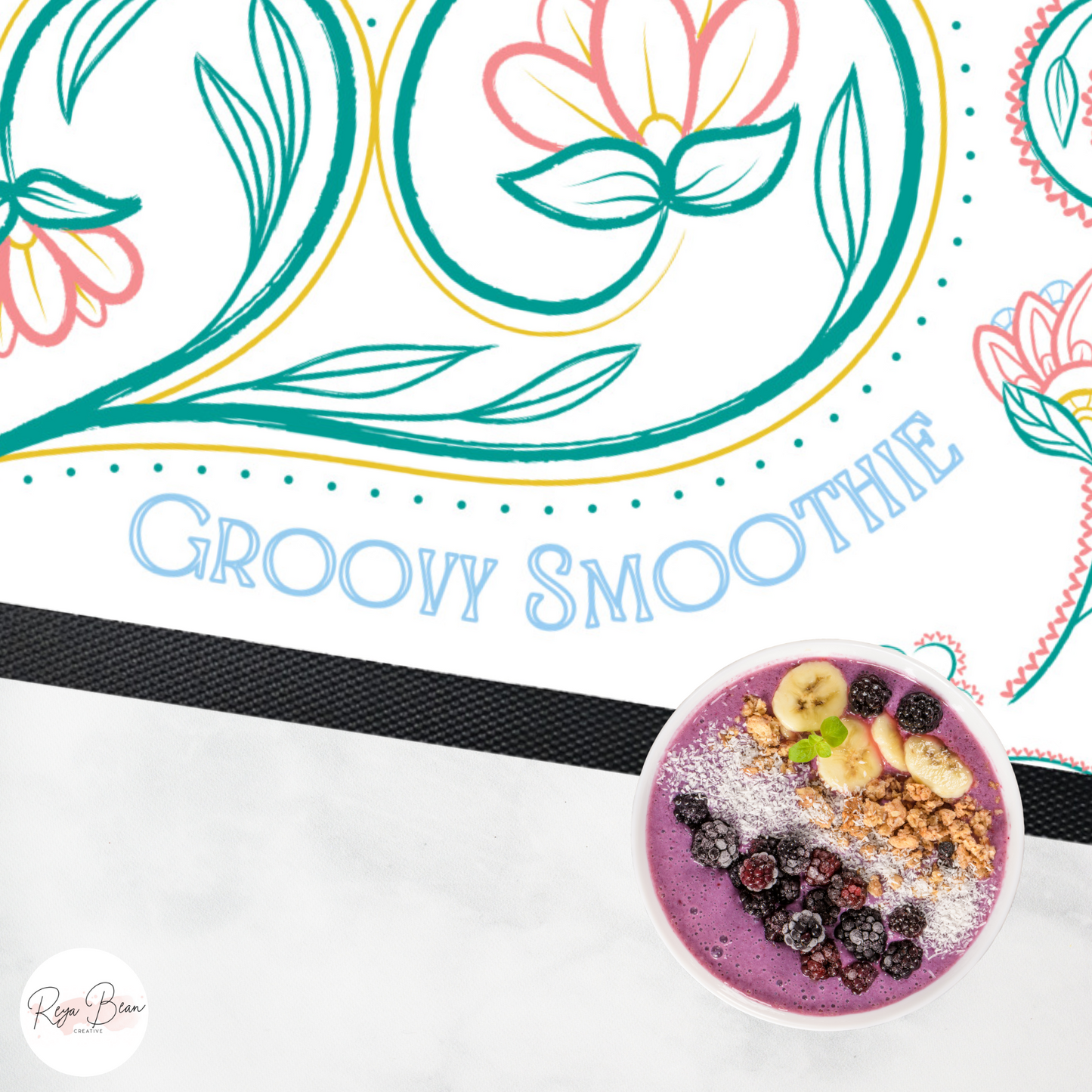 Custom Smoothie Station Runner Mat, Retro Pastel Paisley 18" x 10" Tabletop Kitchen Accessory, Groovy Smoothie Maker Station Preparation Mat