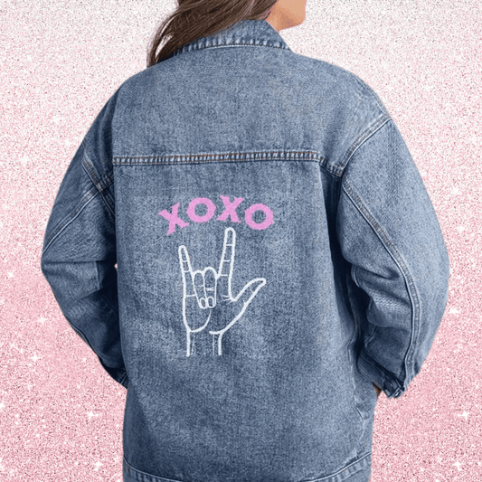 XOXO I Love You ASL - Women's Oversized Jean Jacket