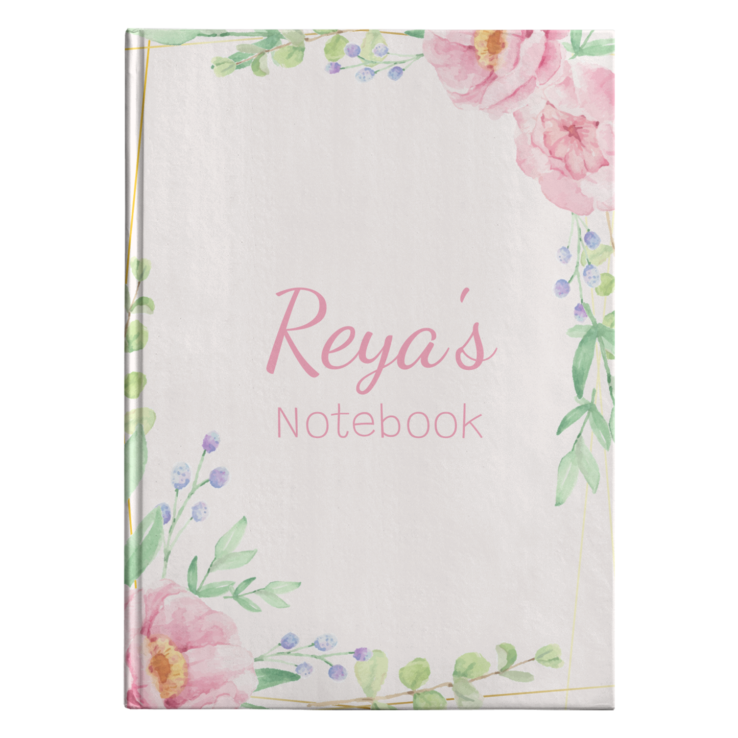 Custom Name Hardcover Journal Gift for Her, Pink Floral Lined Notebook, Cute School Notebook Girl Gift, Diary School Notes Tear Out Pages