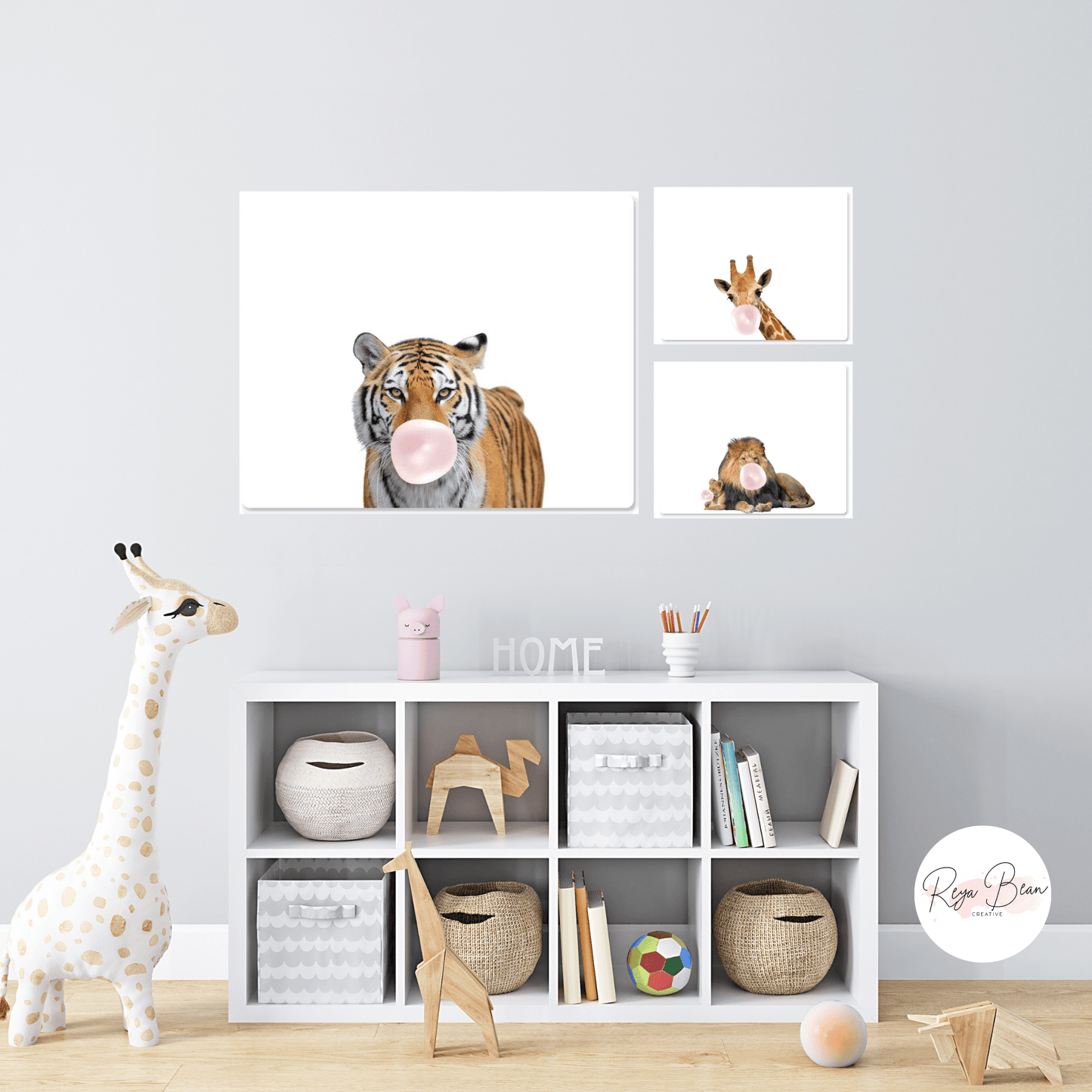 Cute Giraffe Blowing Bubblegum - Nursery Metal Wall Art