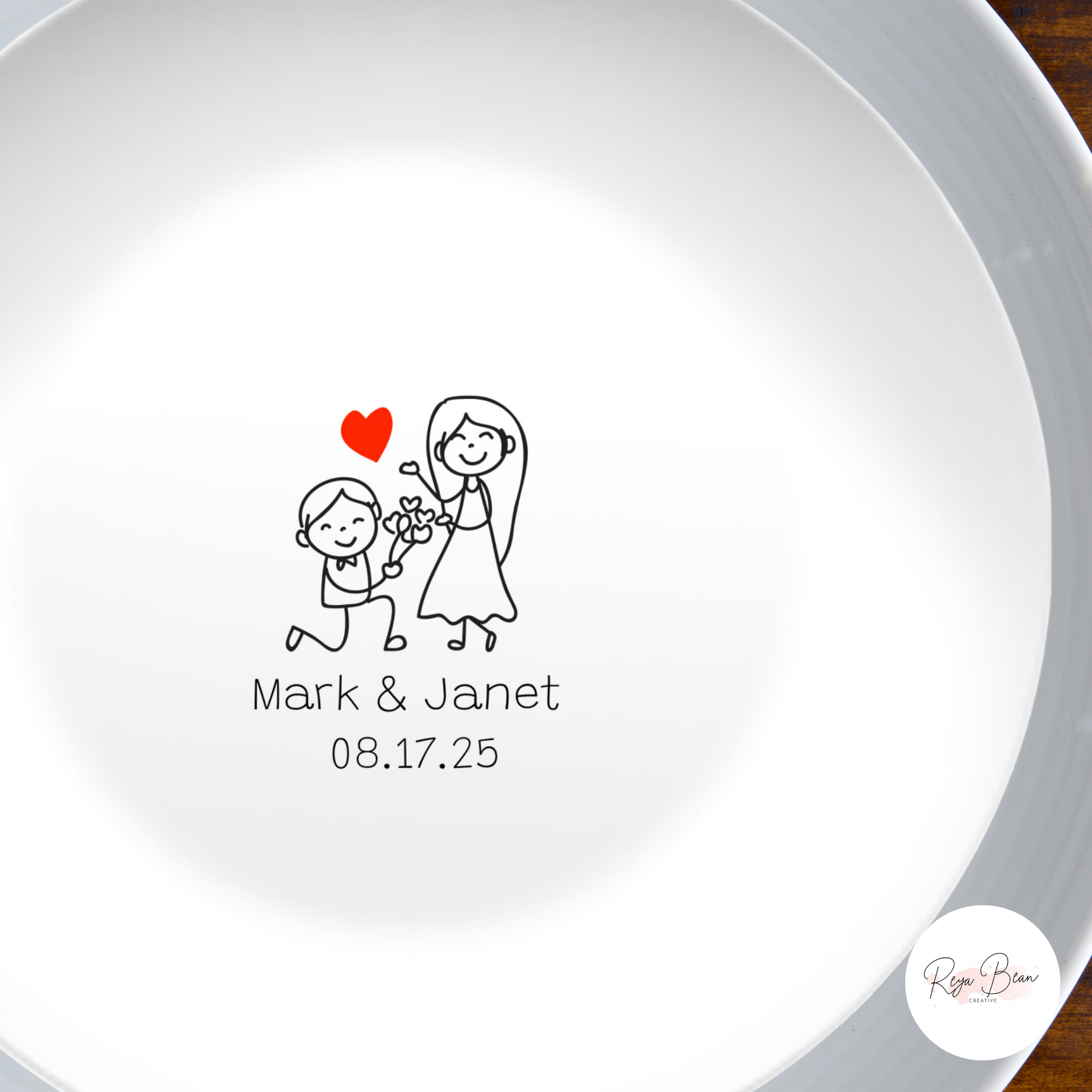 Custom Mr. & Mrs. Wedding Plate, Doodle Minimalist Couple Wedding Date Present, Bride and Groom Engagement Gift, Cute Anniversary Dish Gift