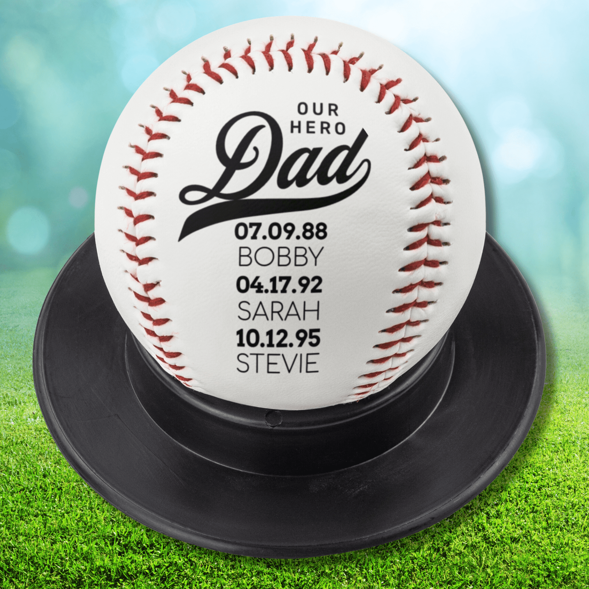 Father's Day Custom Baseball Loving Gift or Dad, Our Hero Daddy Custom Kids' Names Birthdays Baseball Fan Coach Dad, Team Coach