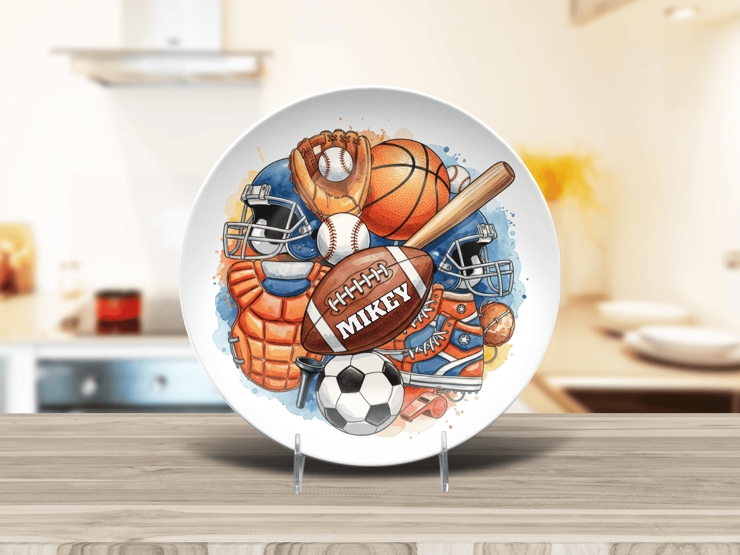 Personalized Sports Plate - Unbreakable Toddler Cake Smash Plate 10" | Custom Birthday Dish