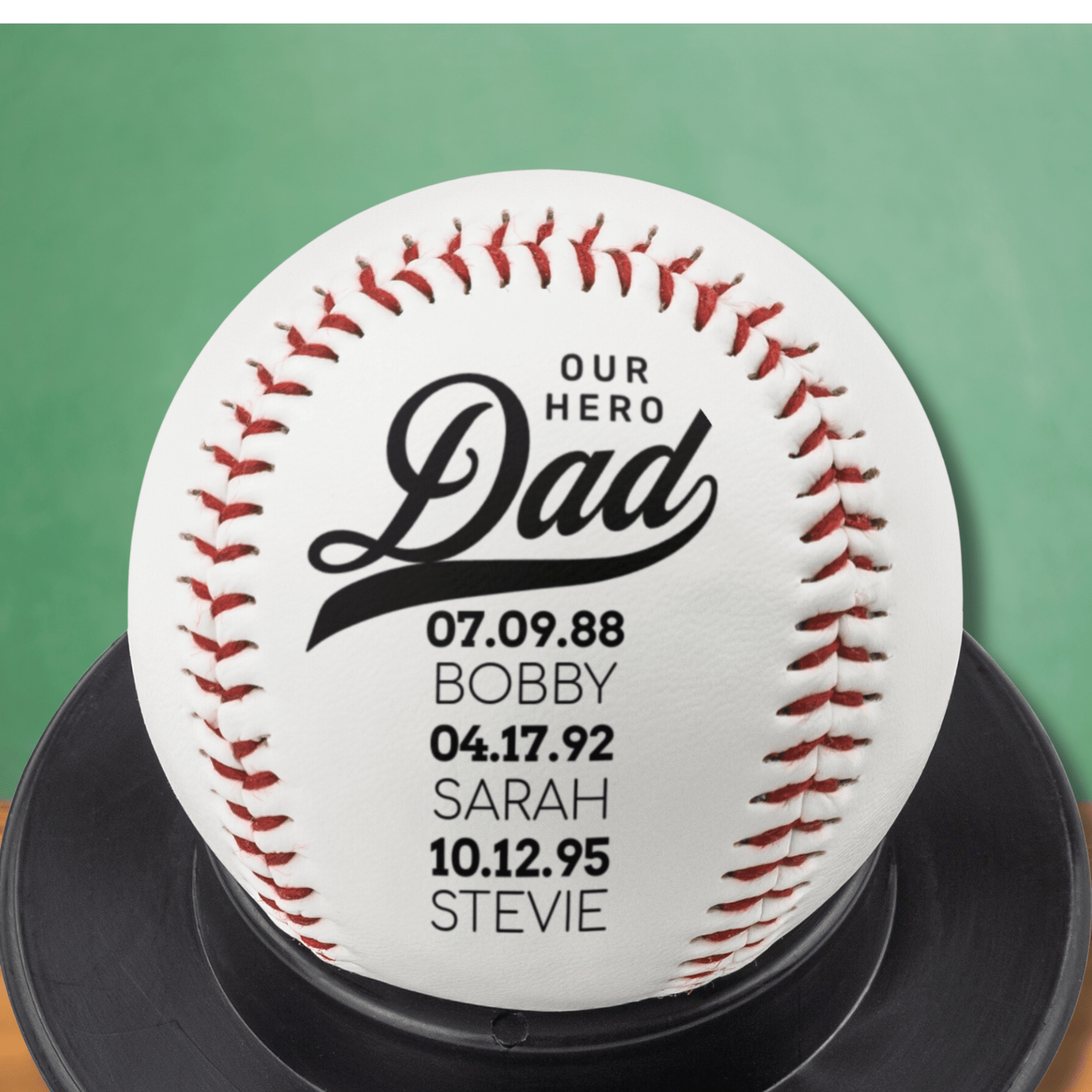 Father's Day Custom Baseball Loving Gift or Dad, Our Hero Daddy Custom Kids' Names Birthdays Baseball Fan Coach Dad, Team Coach