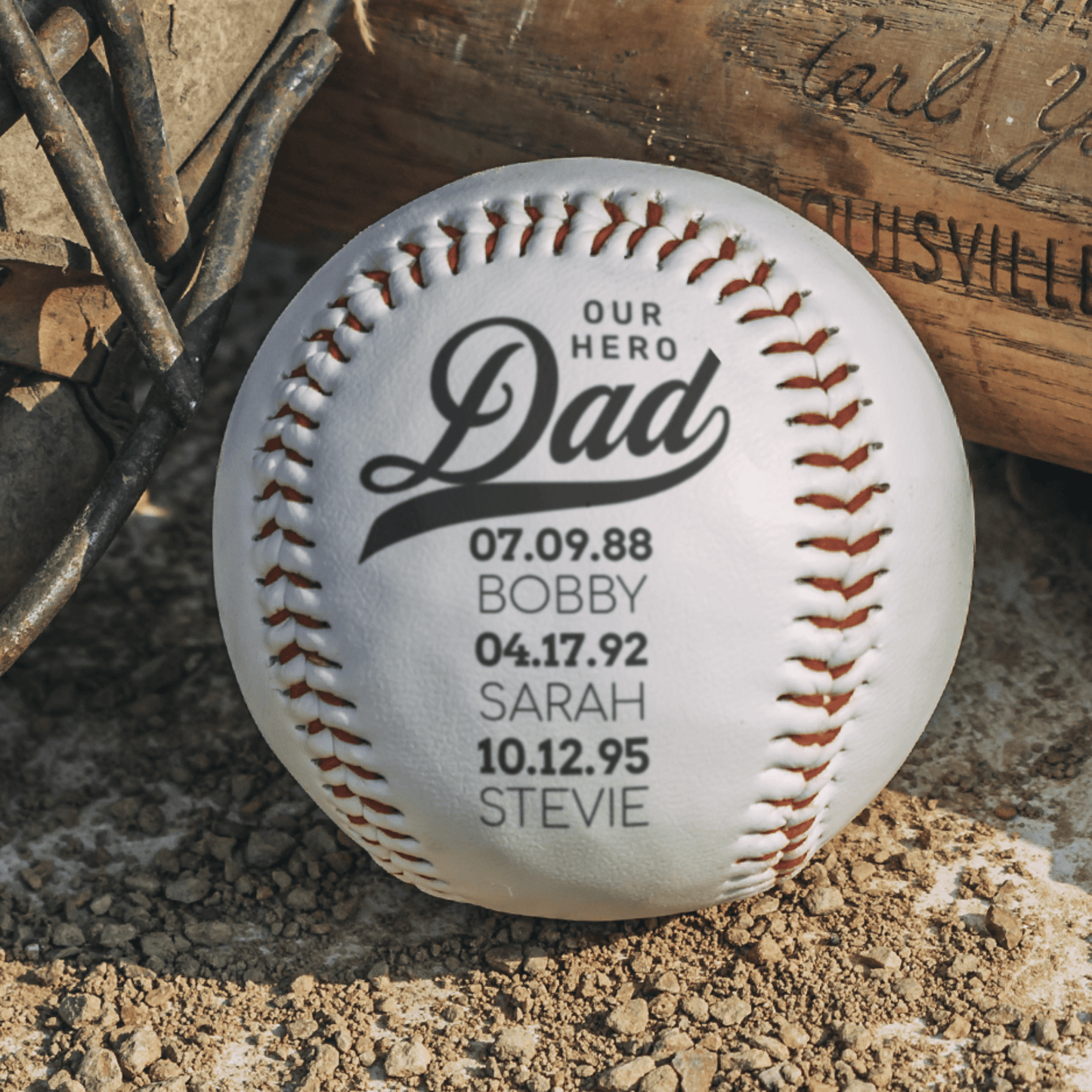 Father's Day Custom Baseball Loving Gift or Dad, Our Hero Daddy Custom Kids' Names Birthdays Baseball Fan Coach Dad, Team Coach