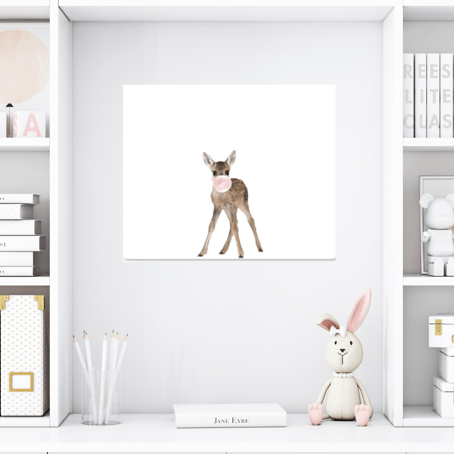 Baby Deer Fawn Blowing Bubblegum - Metal Wall Art