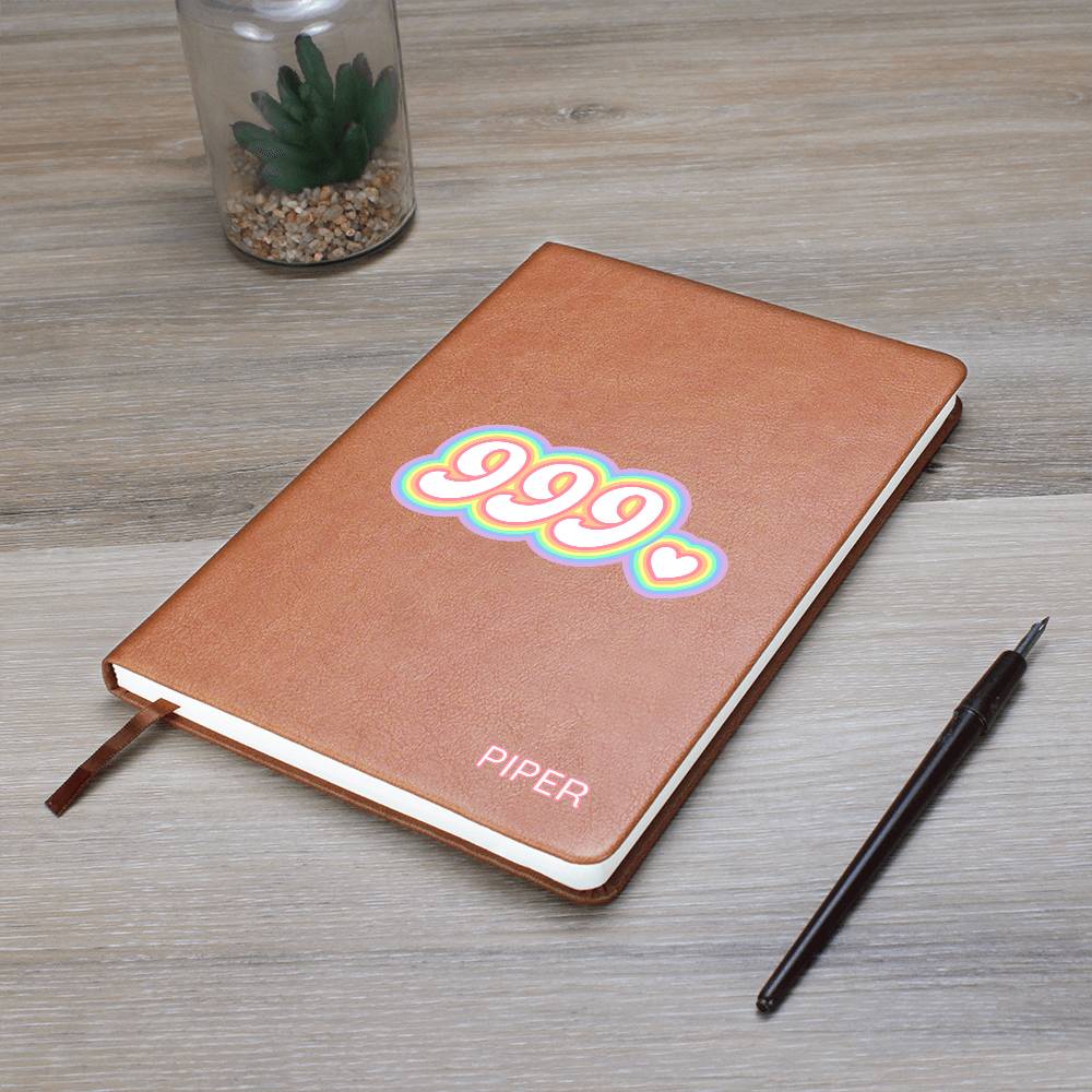 Angel Numbers Journal - Custom Vegan Leather Notebook With Personalized Cover