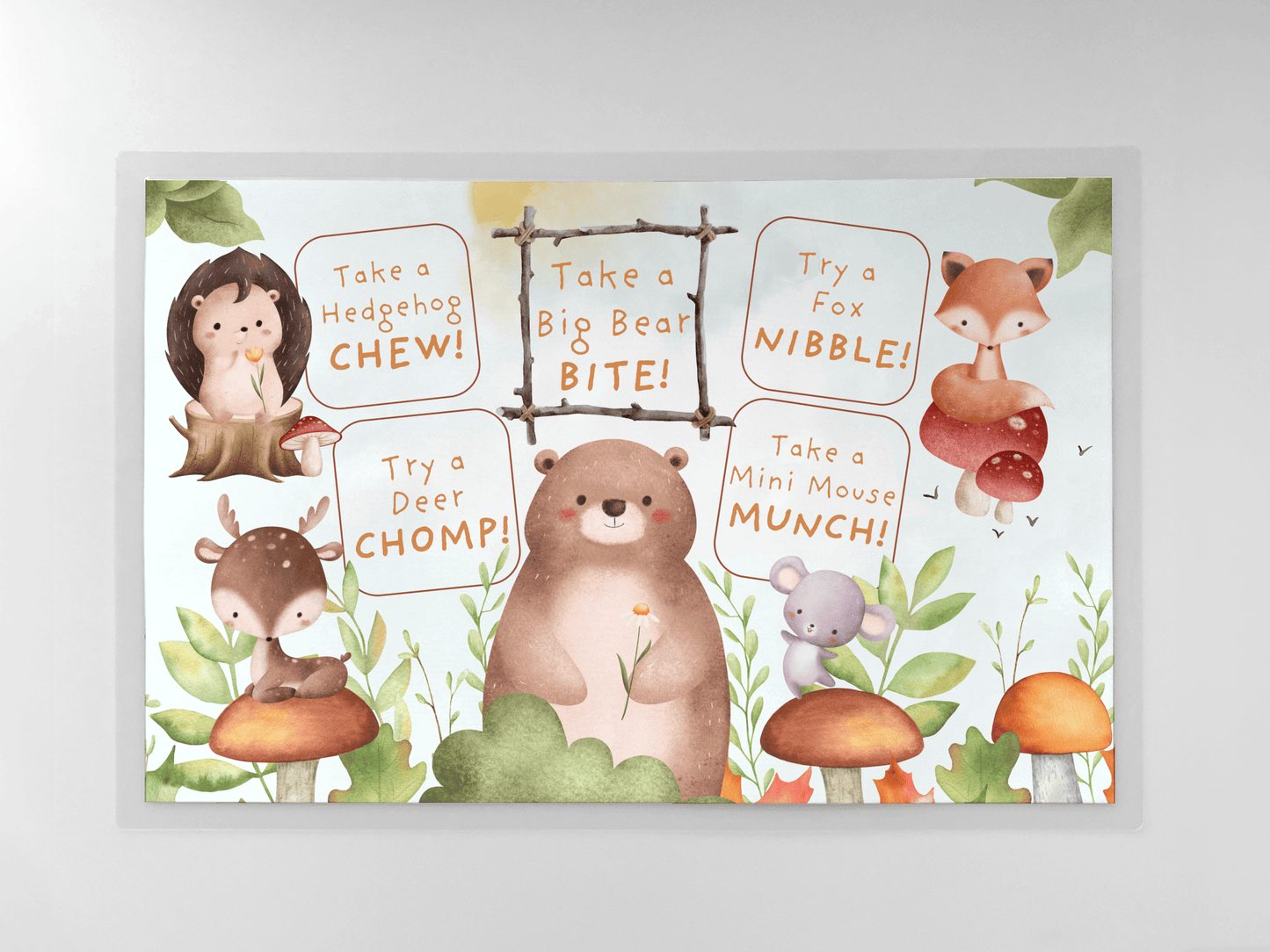 Picky Eater Placemat - Laminated Kids Food Mat 12" x 18" | Easy Clean Durable Mealtime Mat