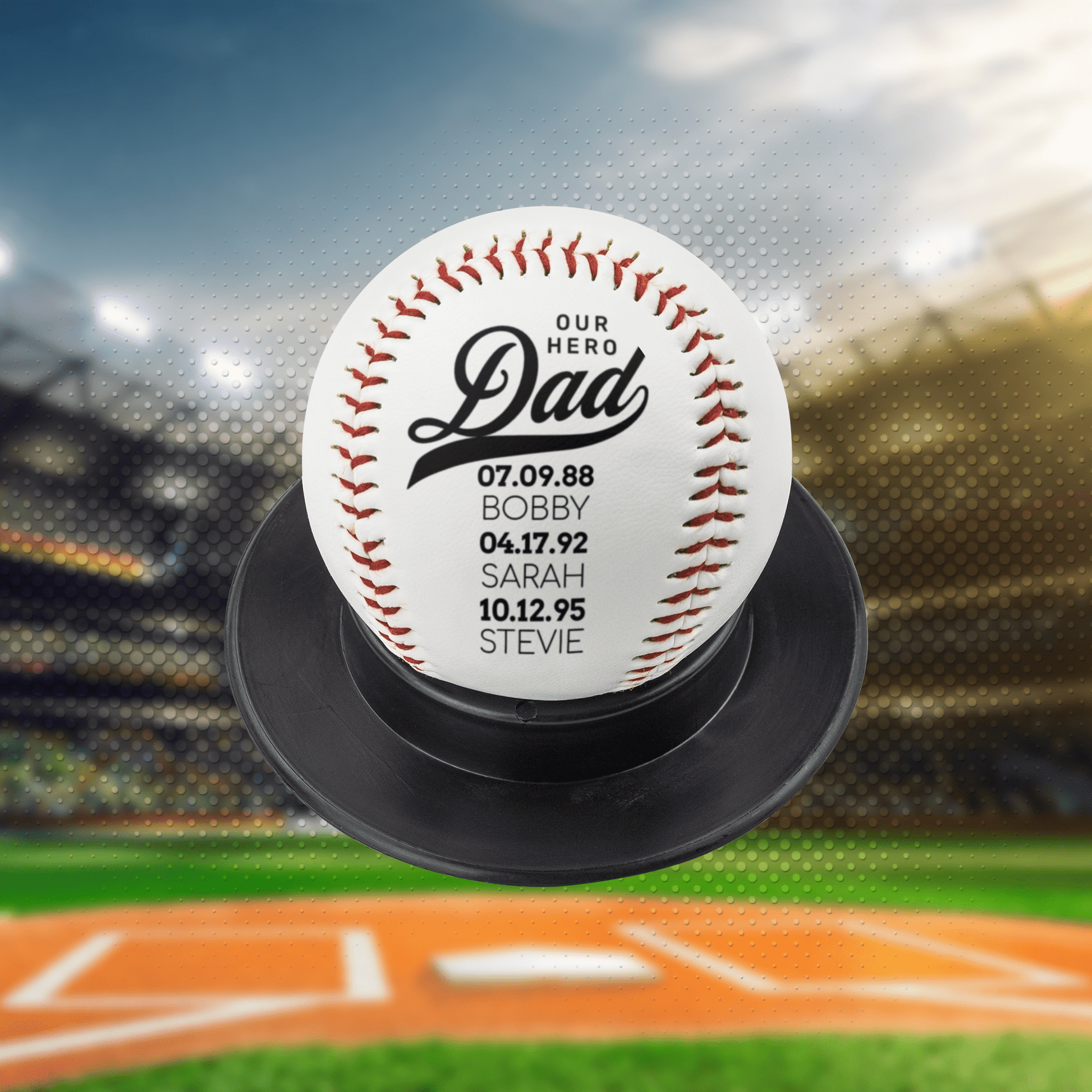 Father's Day Custom Baseball Loving Gift or Dad, Our Hero Daddy Custom Kids' Names Birthdays Baseball Fan Coach Dad, Team Coach