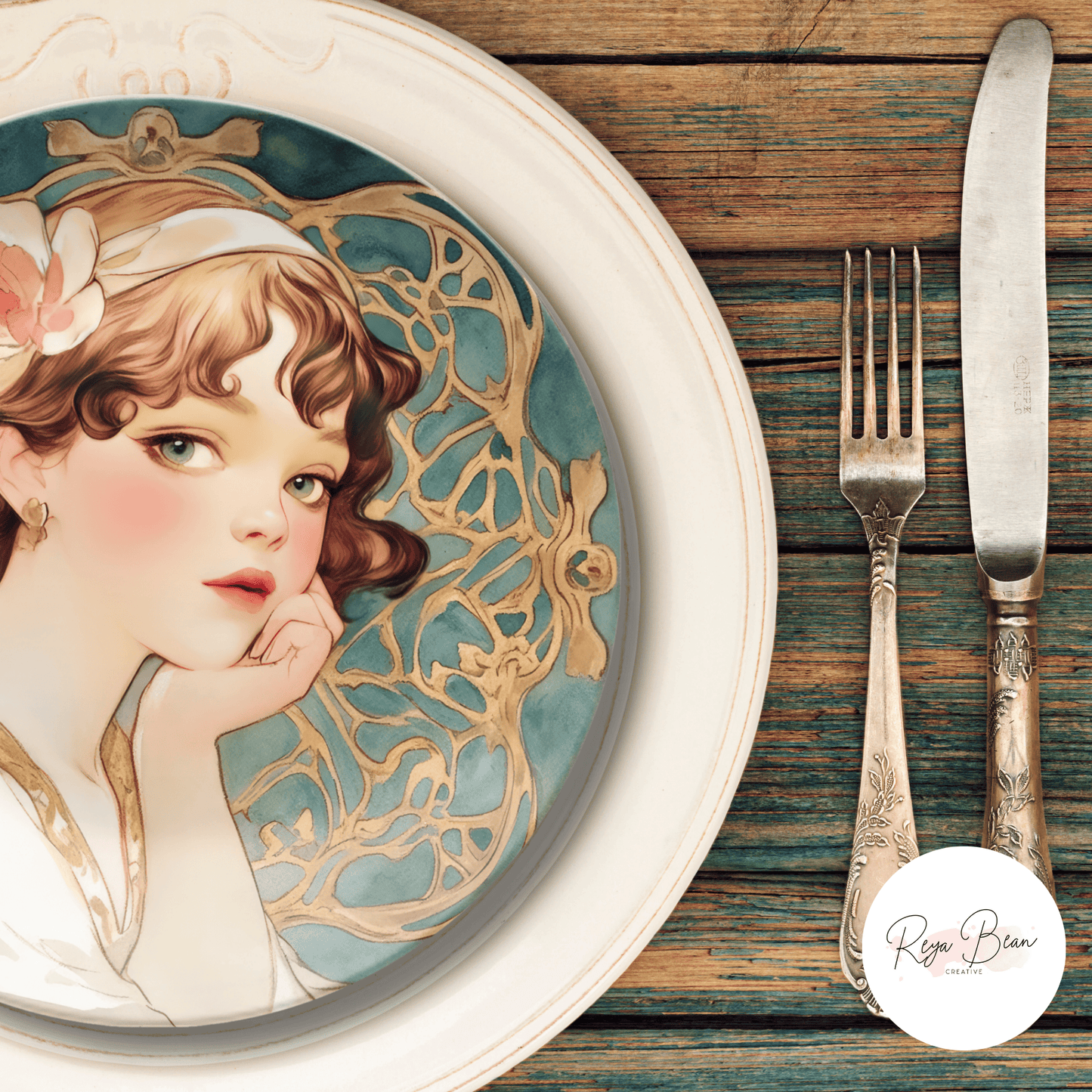 Art Noveau Housewarming Party Plates Gift Ethereal Women Plate Set, Unique Art Deco Hostess Fun Gift Whimsical Dinnerware, 10" Unbreakable