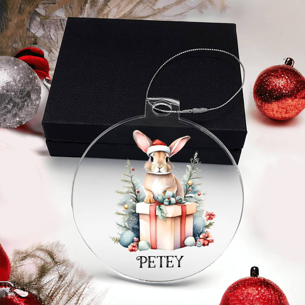 Custom Name Acrylic Christmas Ornament Cute Animals, Gift Box Stocking Stuffer Baby's First Christmas, Hedgehog Raccoon Fox Owl Deer Rabbit