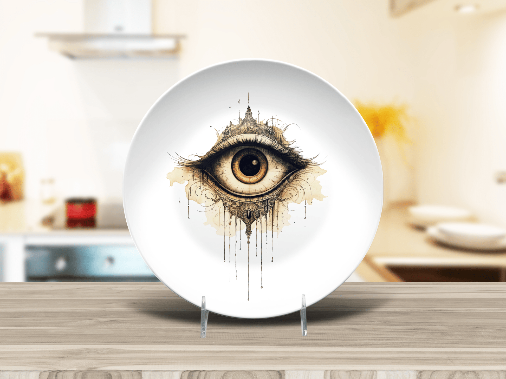 Evil Eye Goth Housewarming Party Plates, Vintage Eyeballs Unbreakable Set of 6 Plates, Quirky Hostess Gift Made in the USA Dinnerware 10"