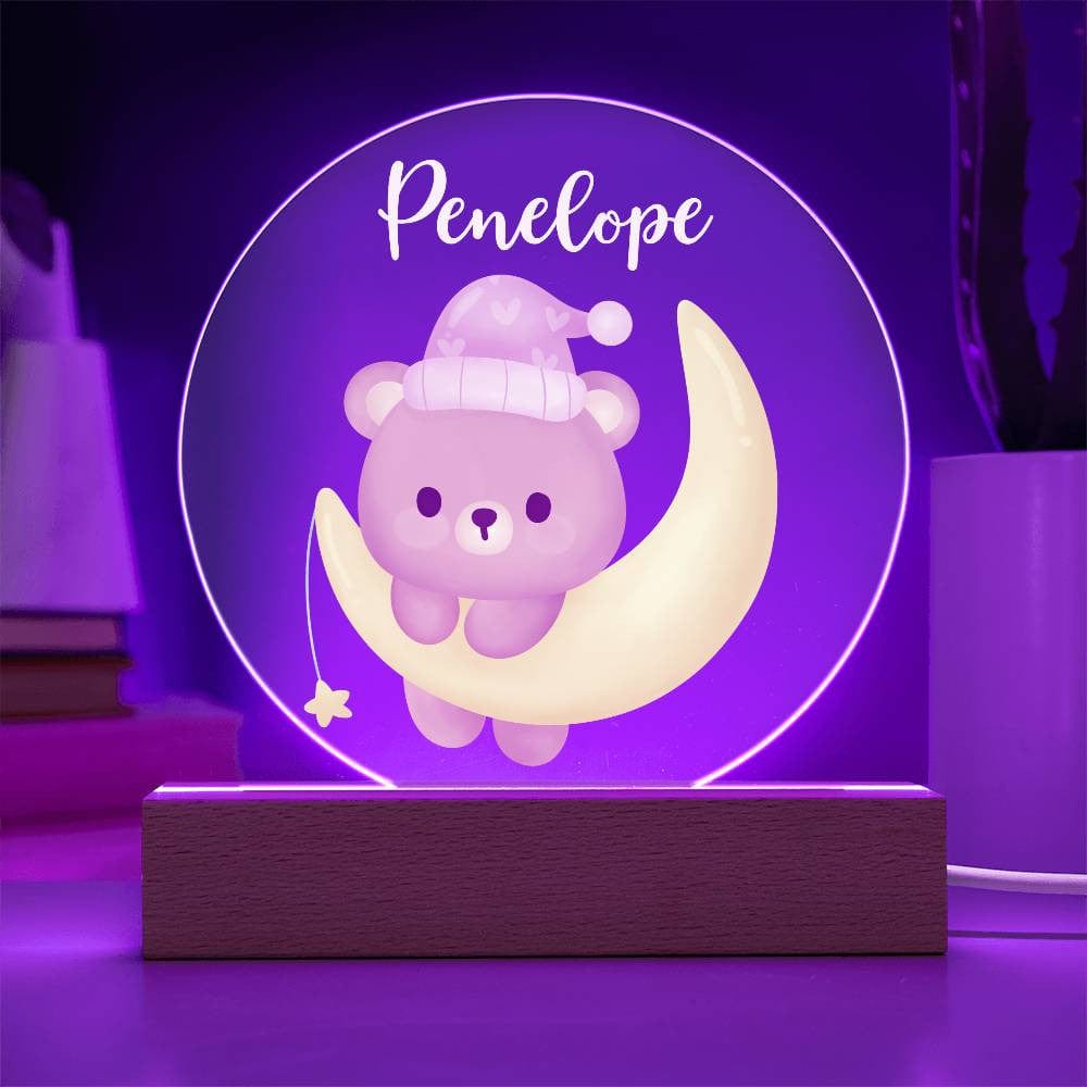 Custom Baby LED Night Light - Cute Animal Nursery Acrylic Plaque