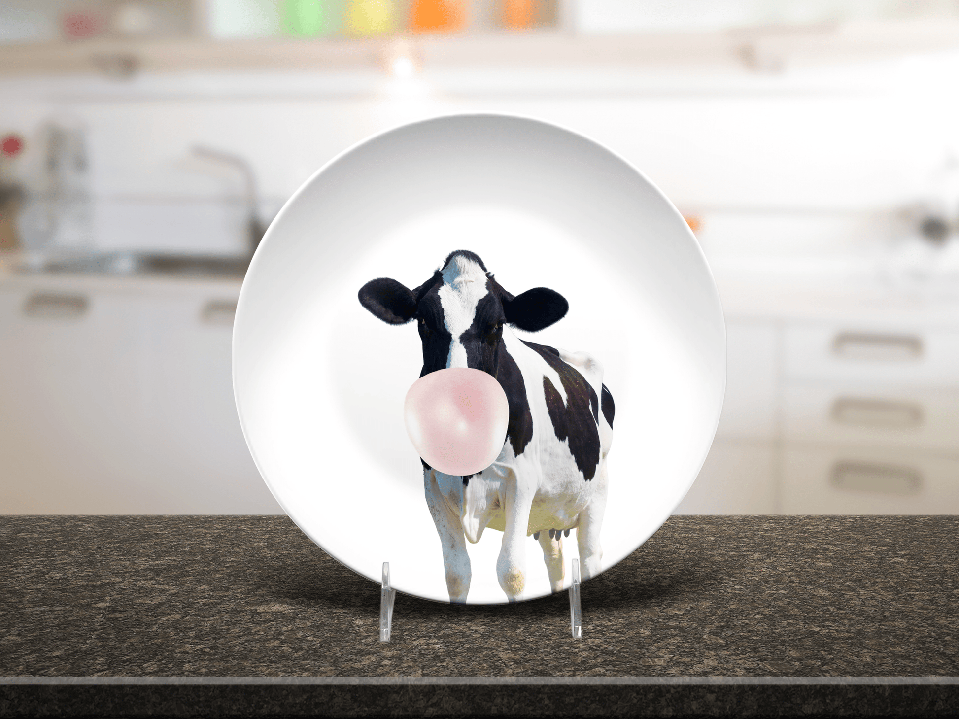 Farm Animals Housewarming Party Plates Gift, Cow Duck Horse Goat Chick Pig Chicken Sheep Plate Set, Fun Homesteader Gift Bubblegum Dishes