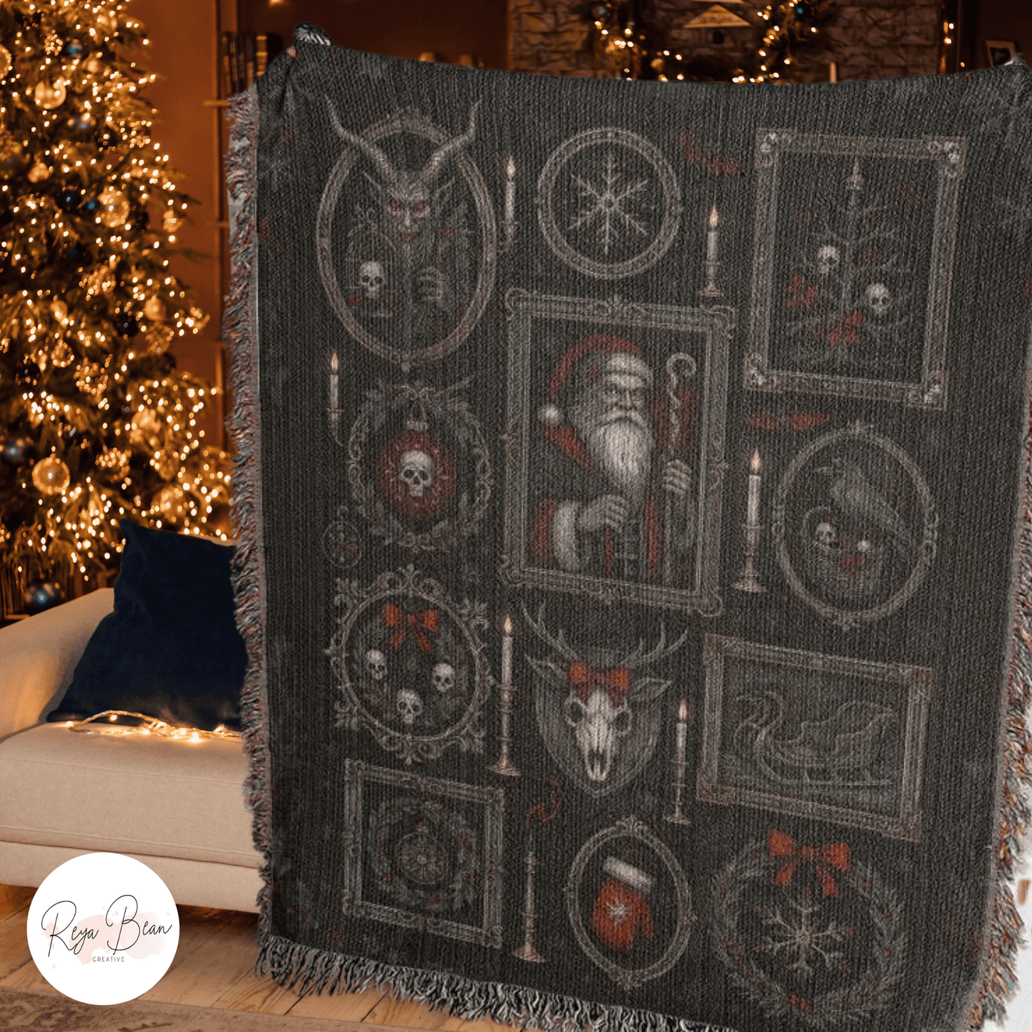 Gothmas Christmas Blanket – Velveteen Throw, Sherpa, Woven Heirloom for Dark Holiday Decor
