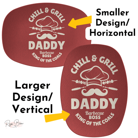 Custom Father's Day Platter Gift for Dad, Chill and Grill Daddy Barbecue Boss King of the Coals Serving Tray, Dad's Grilling Plate