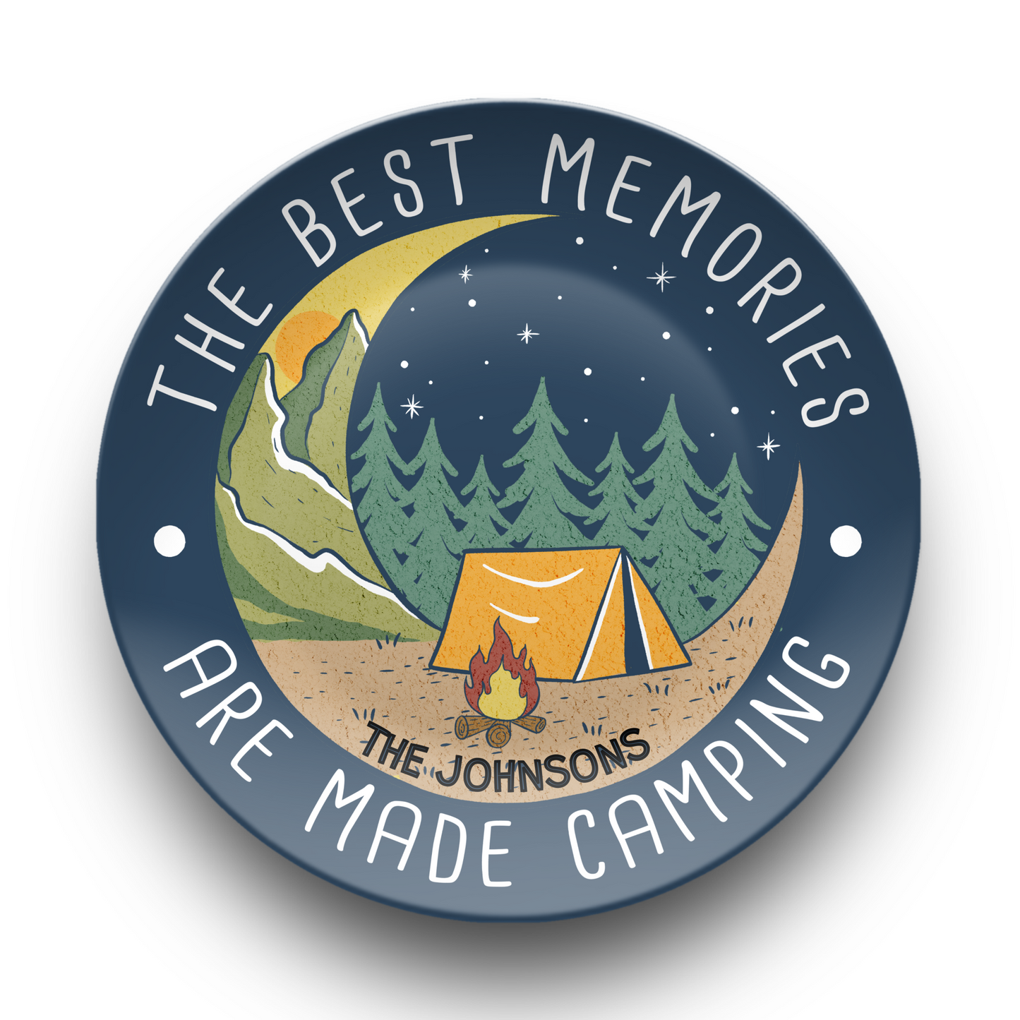 Custom "The Best Memories are Made Camping" Plate Set - Unbreakable BPA-Free Matching Plate, Mug & Bowl