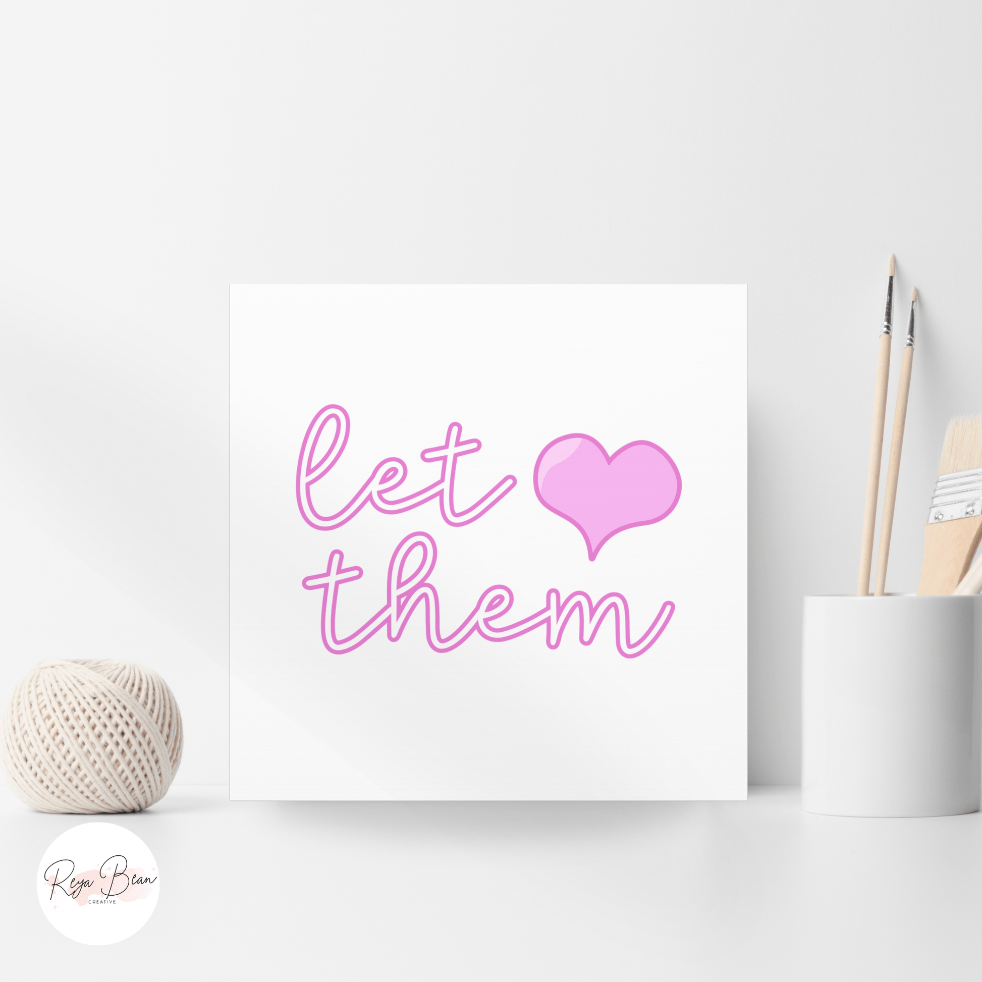 Let Them Self-Worth Positive Affirmation Quote Wall Art, Pink Heart Mental Health Self-Love Canvas Gallery Wrap, Keep Shining Self-Care Art