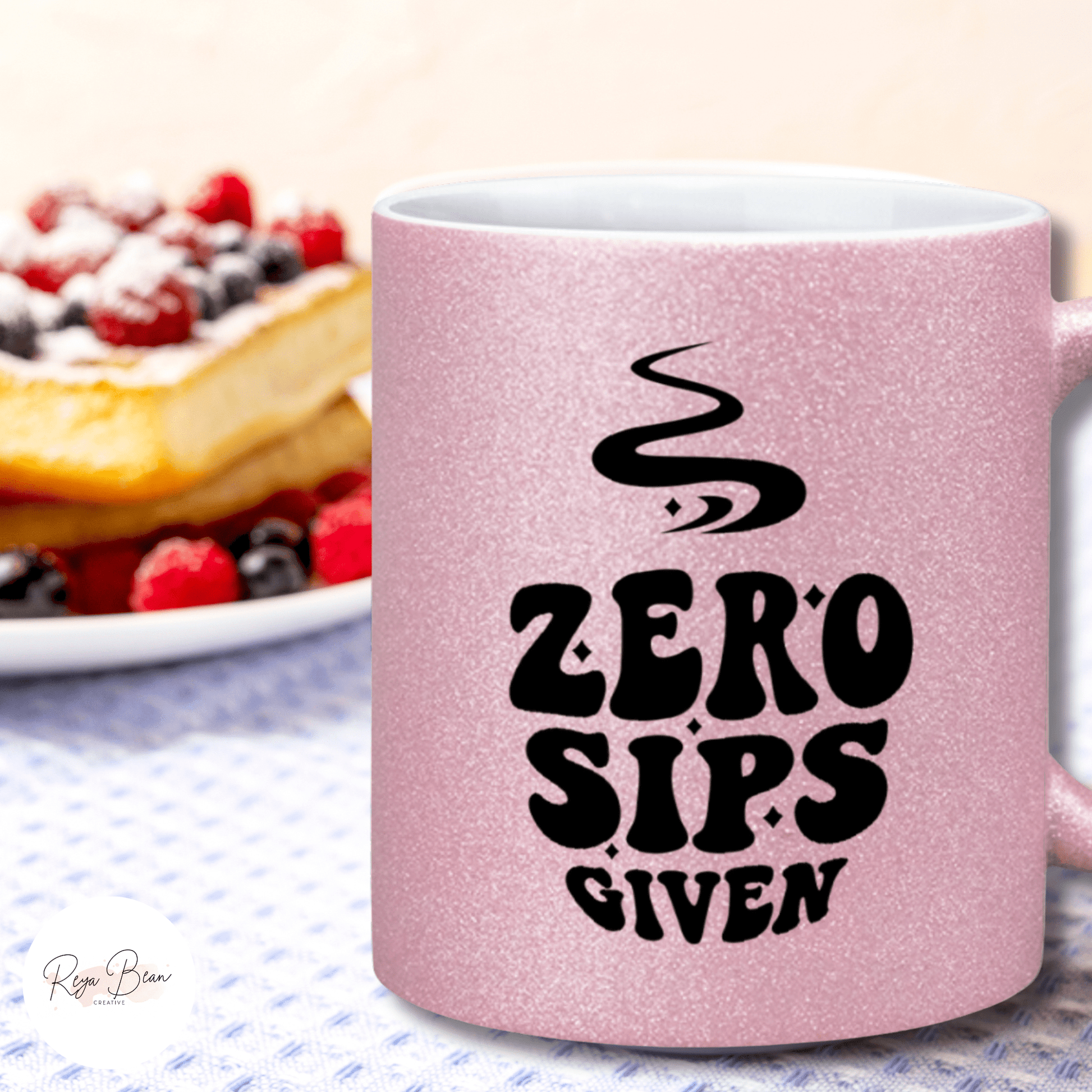 Glitter Mug Zero Sips Given, Funny 11oz Ceramic Sparkling Coffee Mug, Coffee Lover Gift for Her, Sparkly Hand Wash Tea Mug