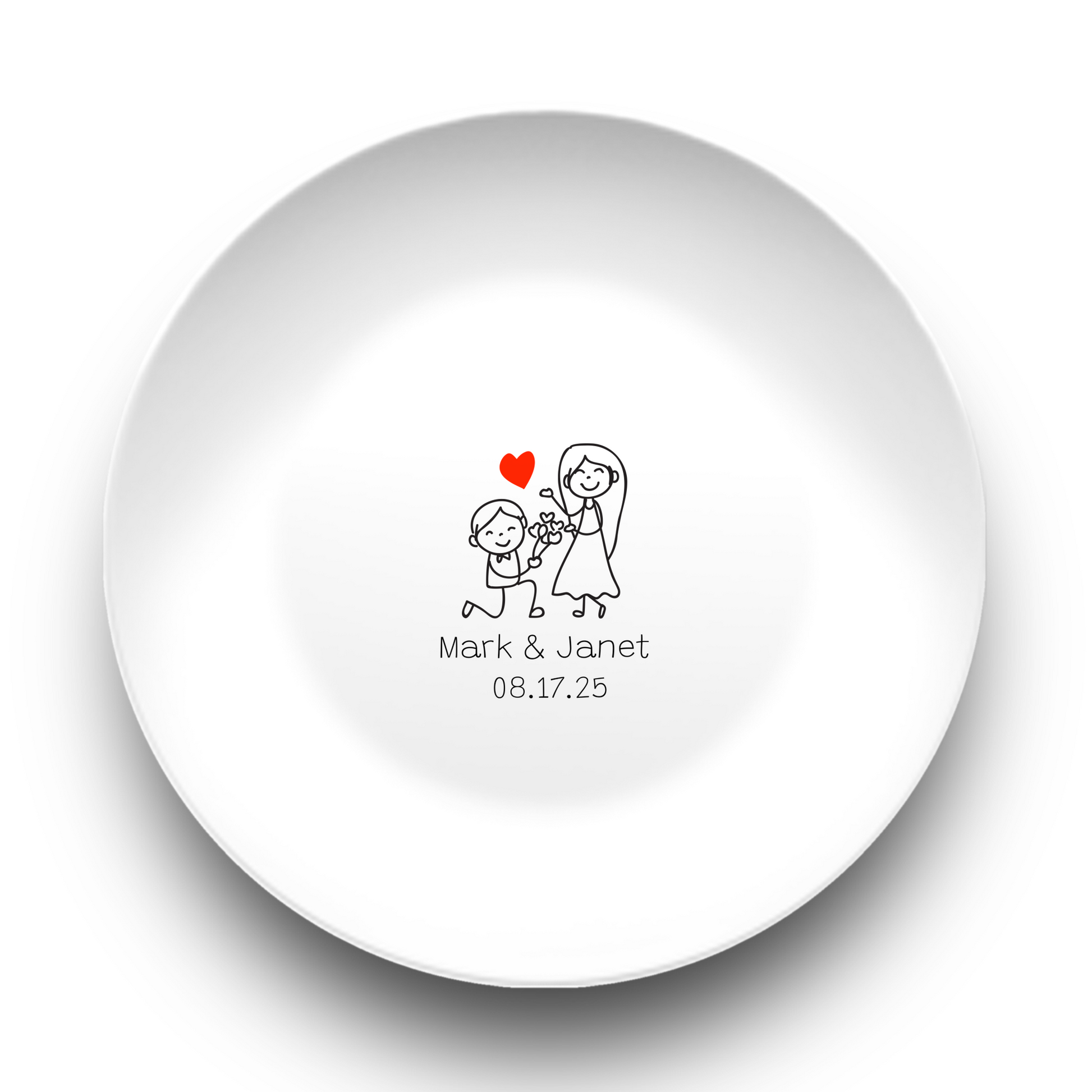 Custom Mr. & Mrs. Wedding Plate, Doodle Minimalist Couple Wedding Date Present, Bride and Groom Engagement Gift, Cute Anniversary Dish Gift