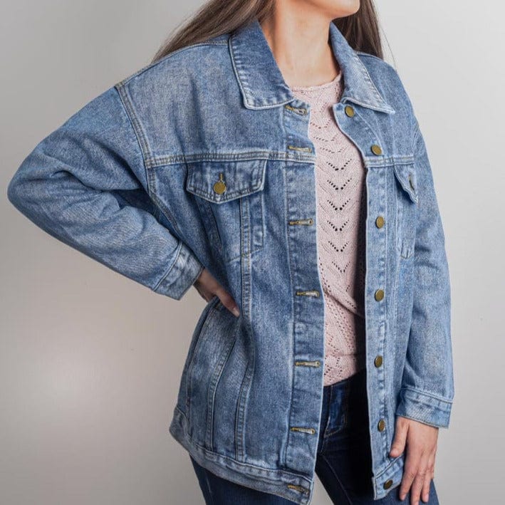 Pride Month Rainbow Love Oversized Women's Denim Jacket, Retro Gay Pride Rainbow, Love is Love 90s Jean Jacket, Happy Pride Month LGBTQIA+