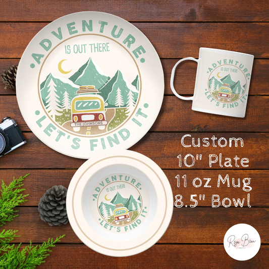 Custom RV Camping Plate Set - Unbreakable BPA-Free Matching Plate Mug Bowl