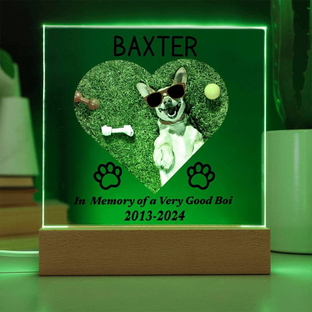 Custom Dog Loss Memorial Gift, LED Acrylic Plaque, Pet Keepsake Remembrance Dog Owner, Personalized Photo Text, Rainbow Bridge Sympathy