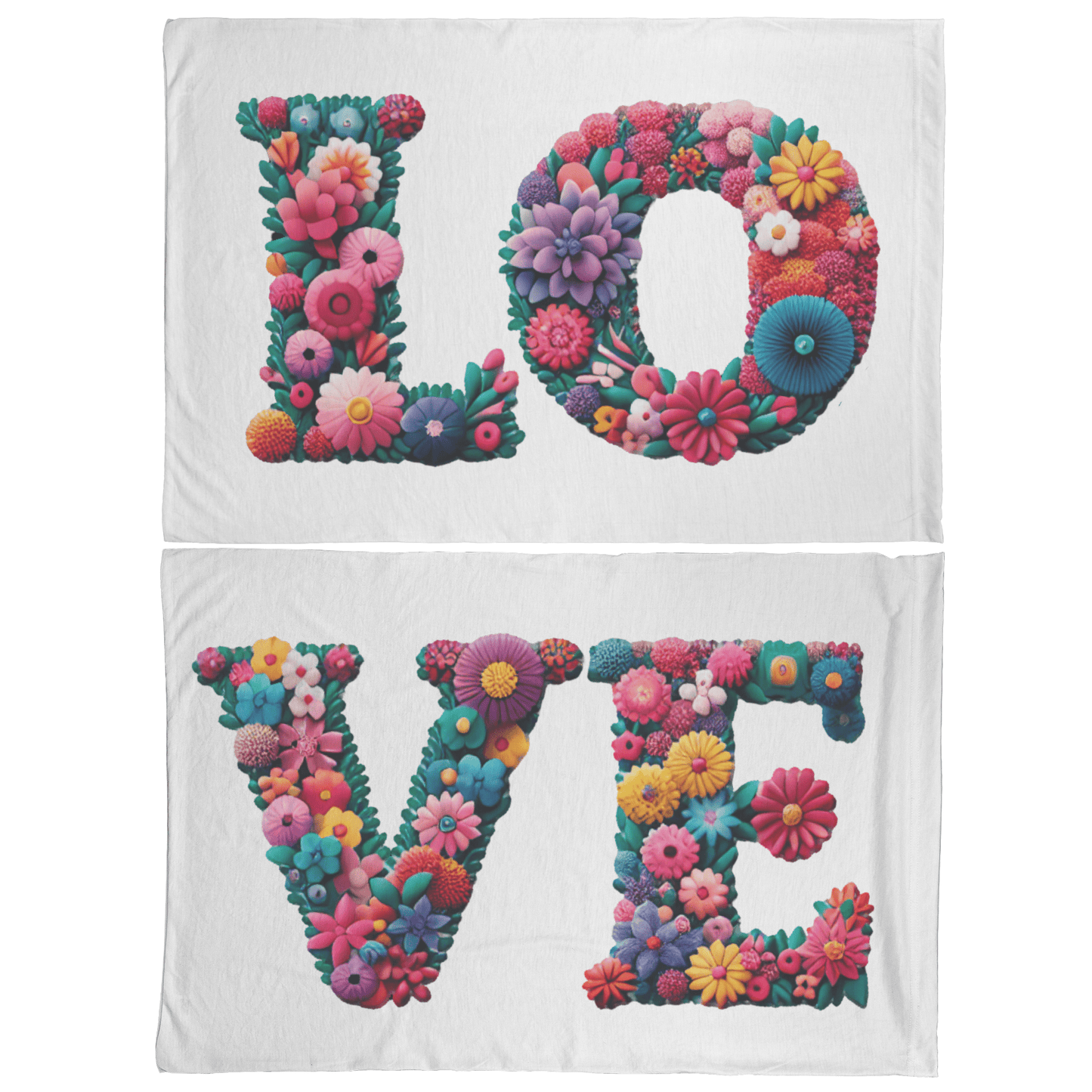 Couple Pillowcases Colorful Floral Love Newlywed Gift Set, His and Hers Matching Set of 2 Pillowcases Housewarming Wedding Bridal Shower Gift