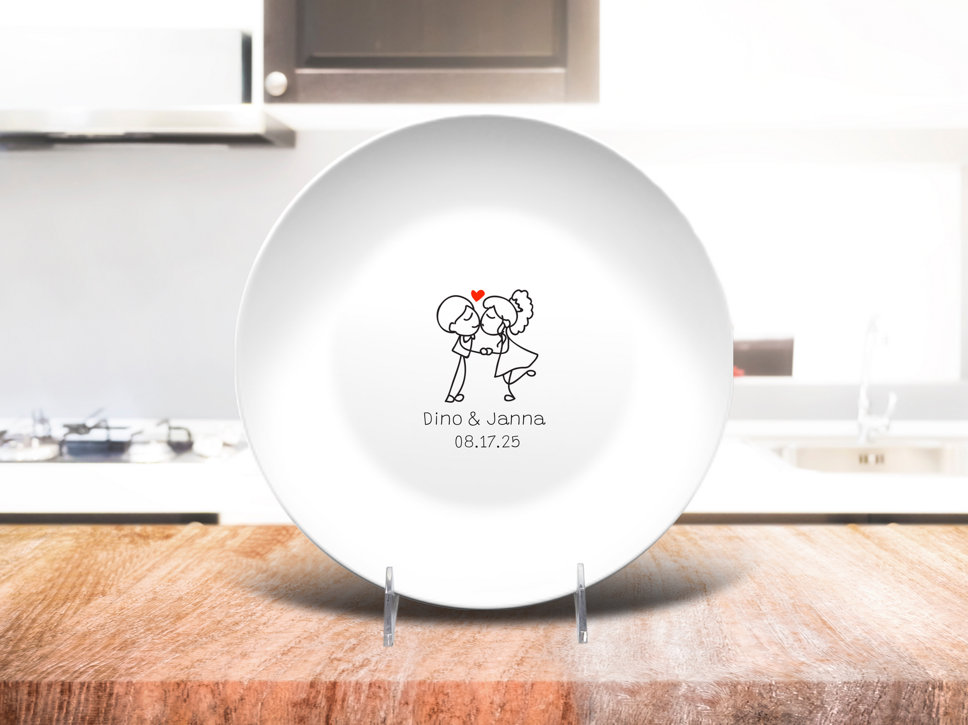 Custom Mr. & Mrs. Wedding Plate, Doodle Minimalist Couple Wedding Date Present, Bride and Groom Engagement Gift, Cute Anniversary Dish Gift