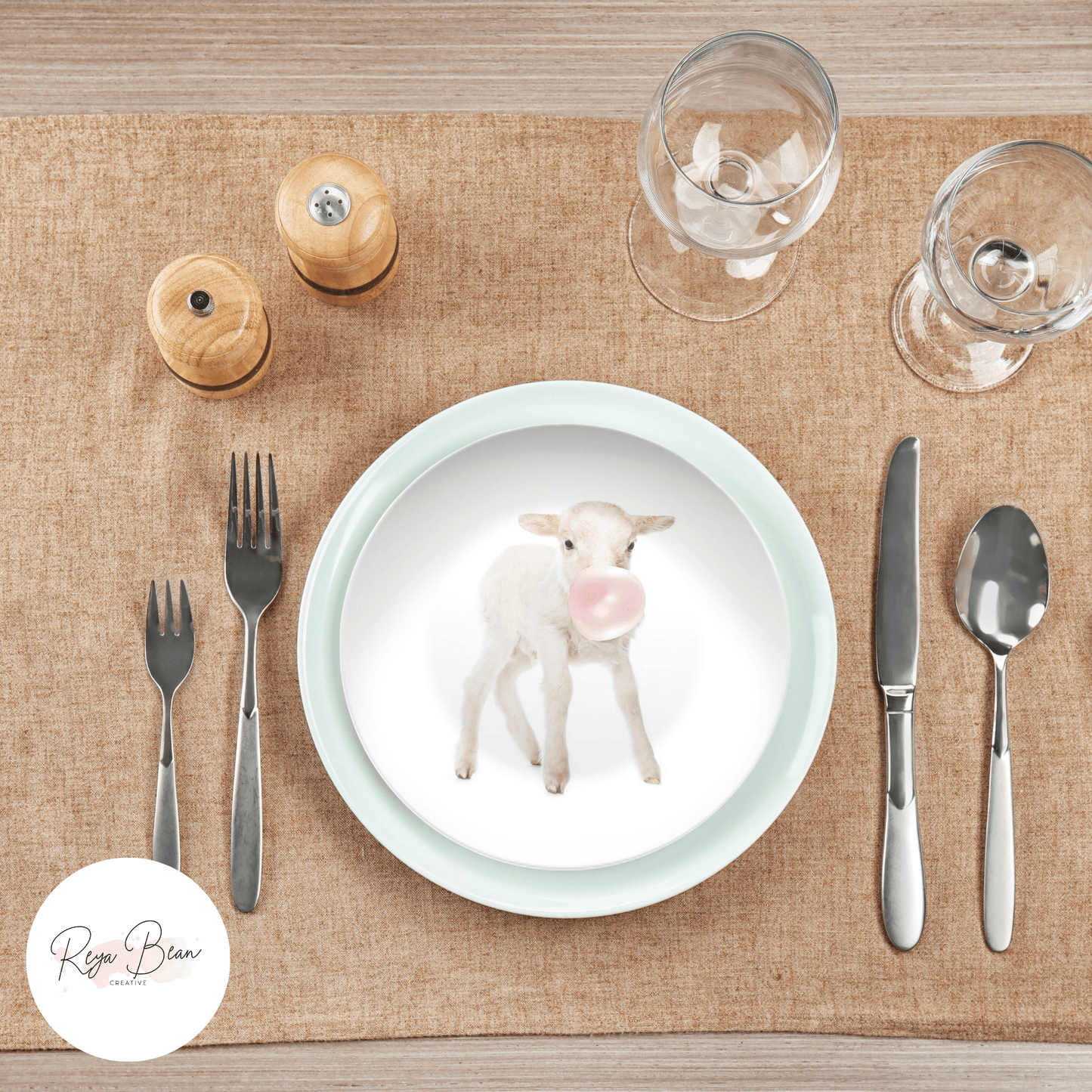 Farm Animals Housewarming Party Plates Gift, Cow Duck Horse Goat Chick Pig Chicken Sheep Plate Set, Fun Homesteader Gift Bubblegum Dishes