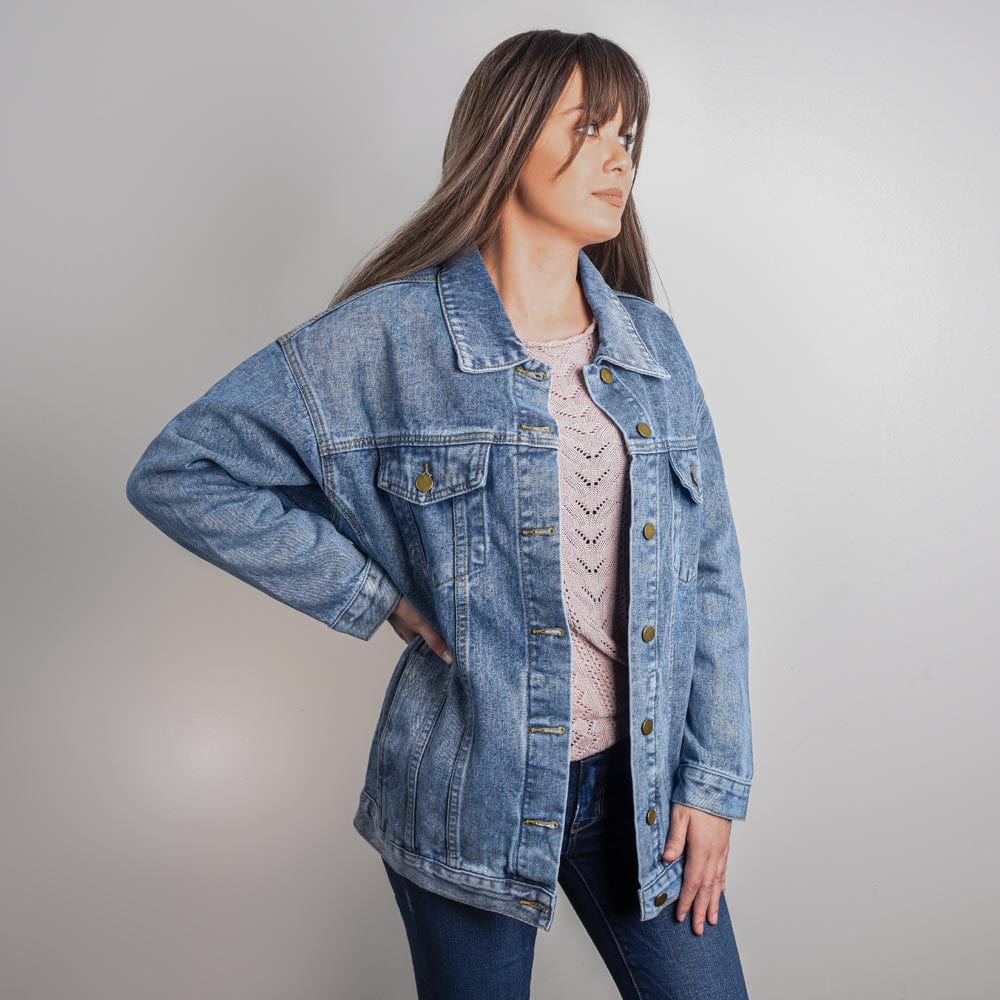 Cute Otter Floral Jean Jacket - Oversized Women's 90s Denim Jacket