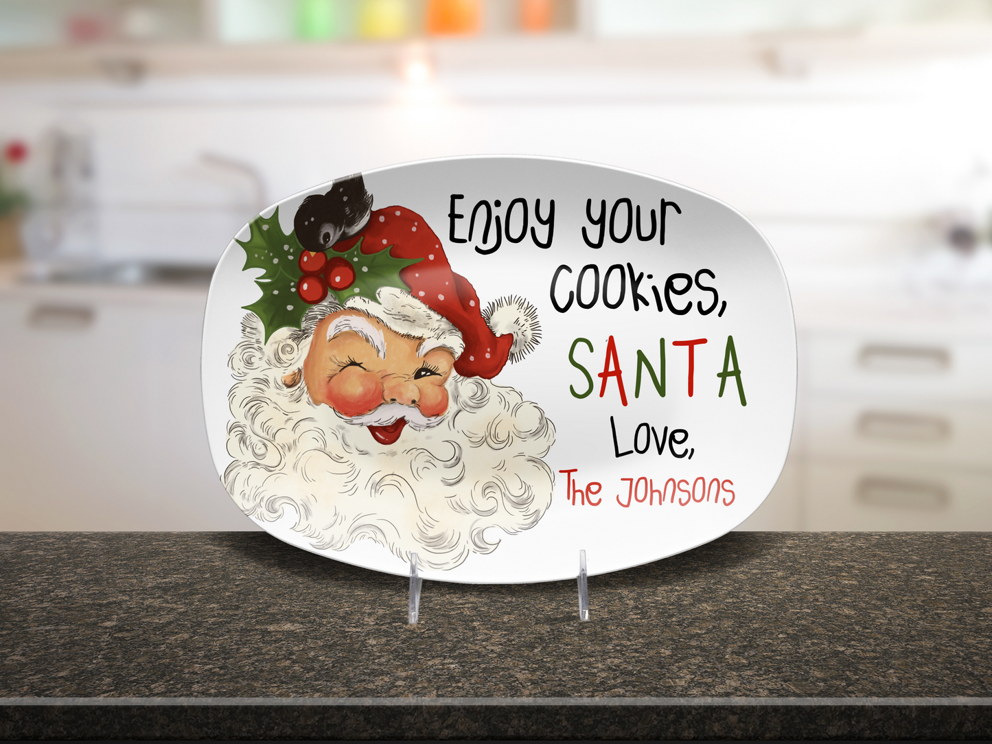 Custom Santa Cookie Platter (10 x 14") Milk Mug (11 oz) Set