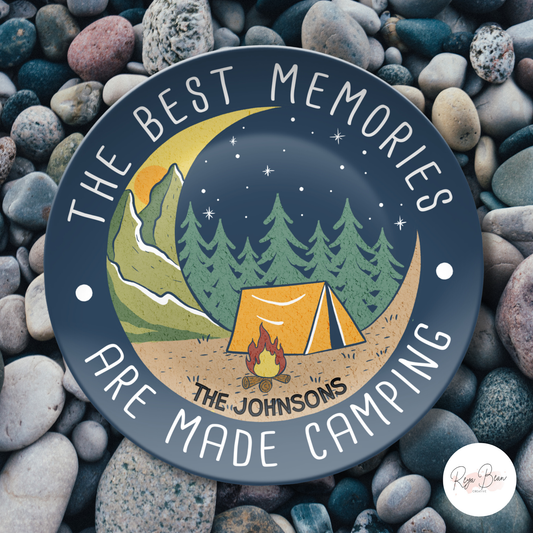 Custom "The Best Memories are Made Camping" Plate Set - Unbreakable BPA-Free Matching Plate, Mug & Bowl