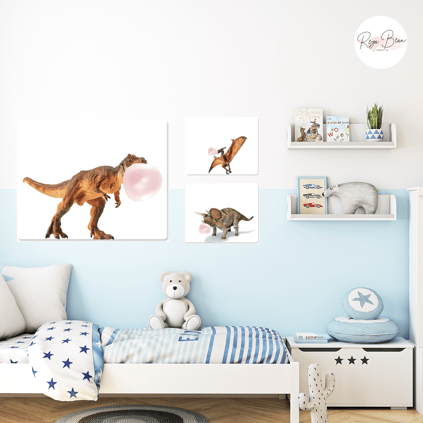 Triceratops Blowing Bubblegum - Metal Wall Art