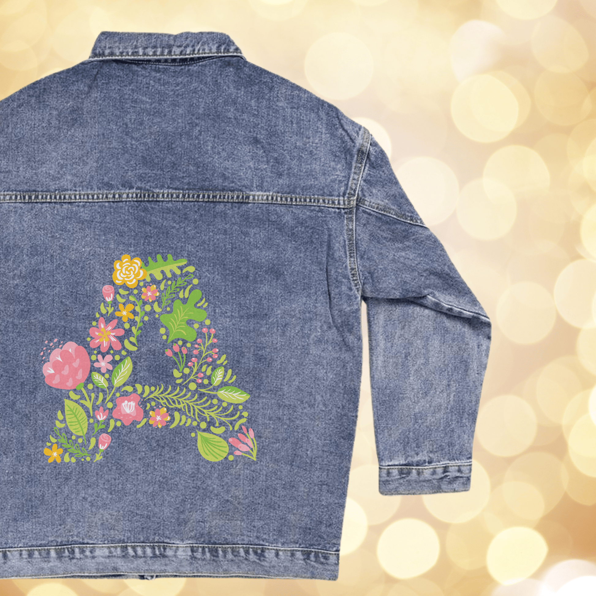 Bridesmaid Custom Initial Jean Jacket, Wedding Day Denim Jacket Bridal Party Gift, Honeymoon Outfit Wife, Personalized Floral Bride Monogram