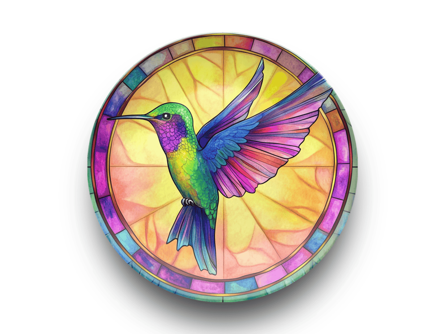 Hummingbird Party Plates – Faux Stained Glass 10 Inch Durable Dinnerware Set
