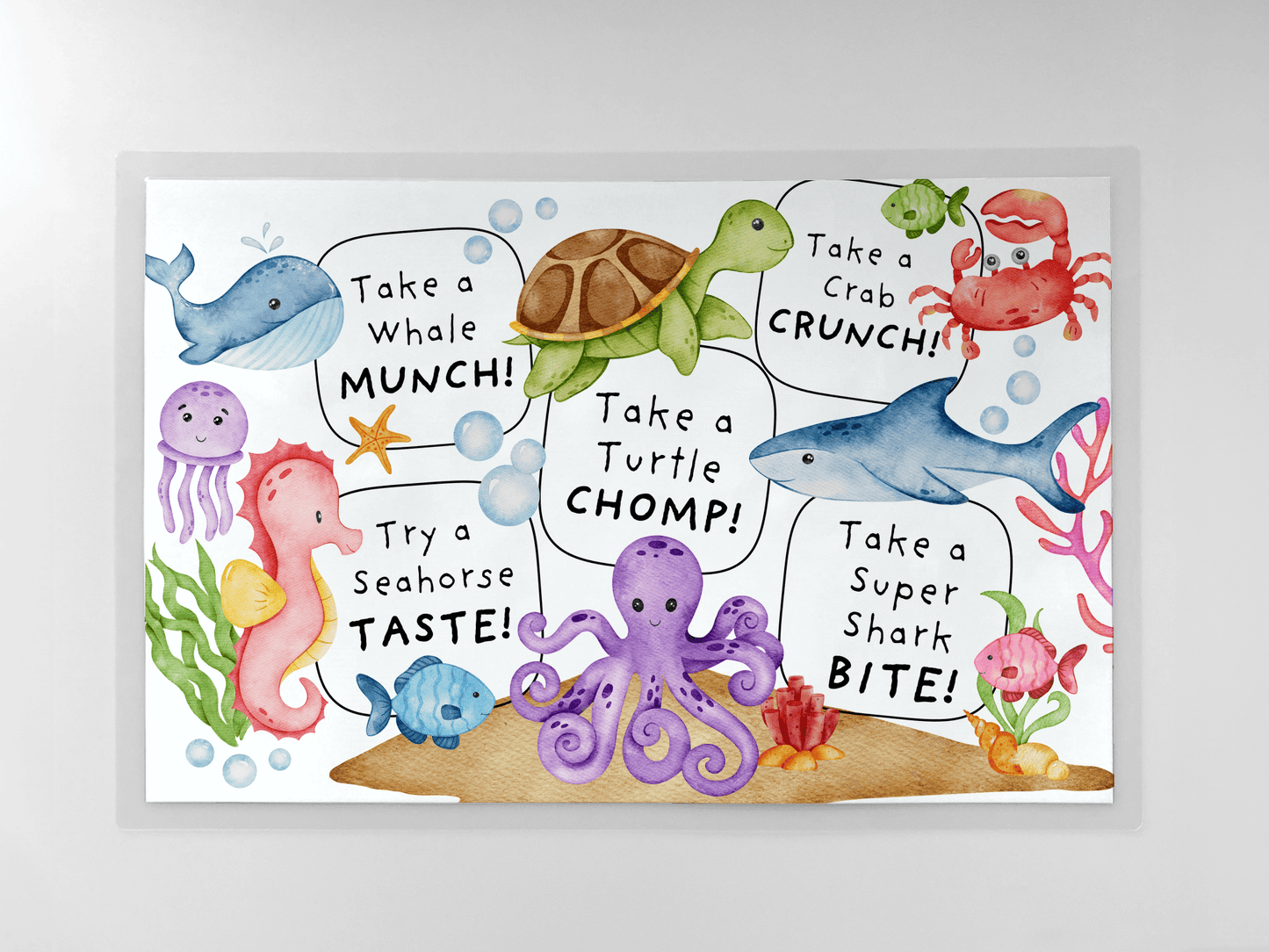 Picky Eater Placemat - Laminated Kids Food Mat 12" x 18" | Easy Clean Durable Mealtime Mat