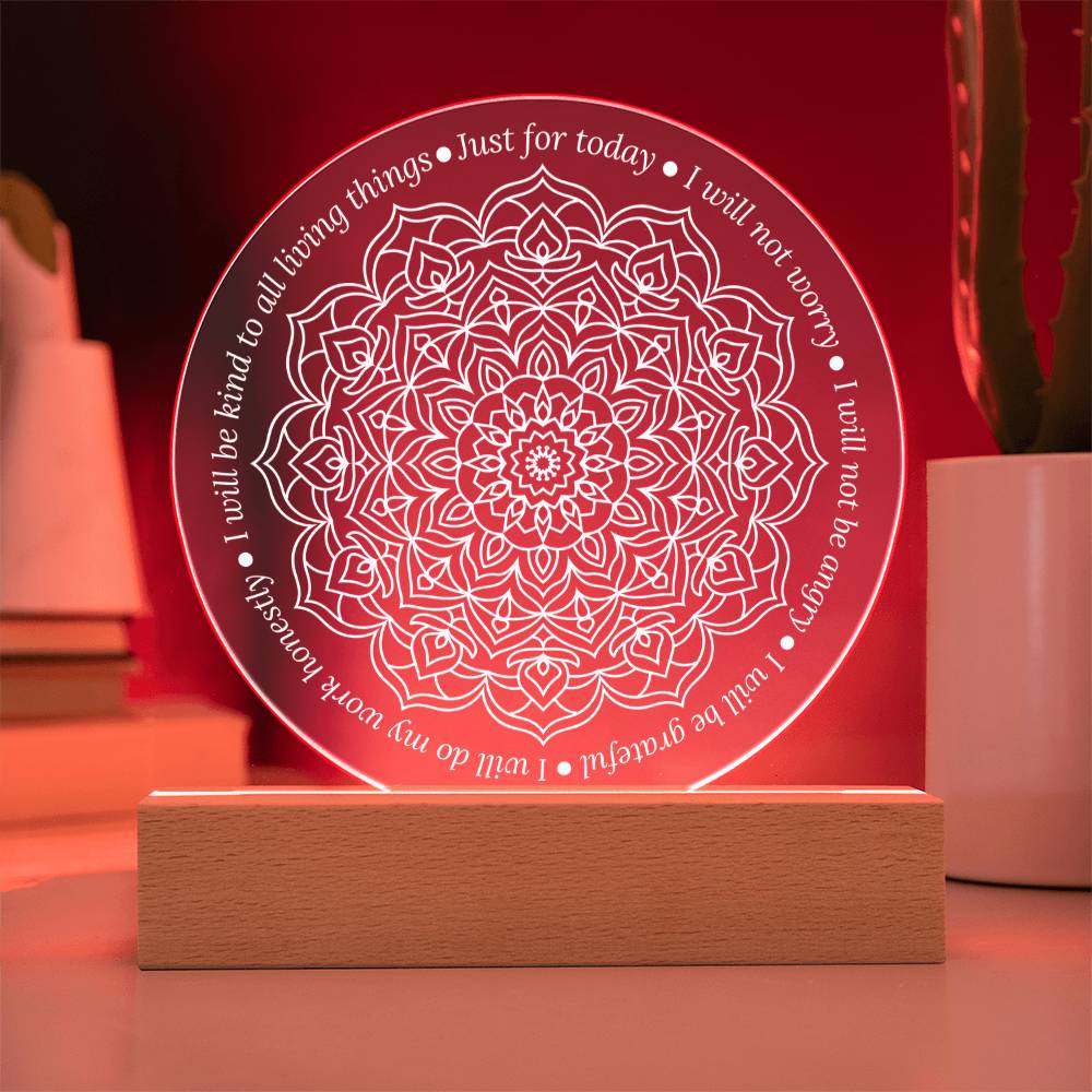 Reiki LED Plaque – Acrylic Light Plaque With Engraved Reiki Principles Sign