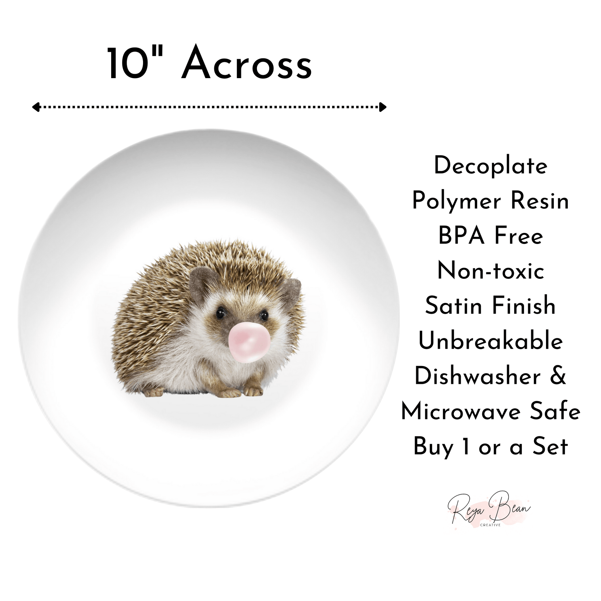 Woodland Animals Housewarming Party Plates Gift, Deer Fox Hedgehog Oppossum Plate Set, Quirky Gift Animals Blowing Bubblegum Dishes