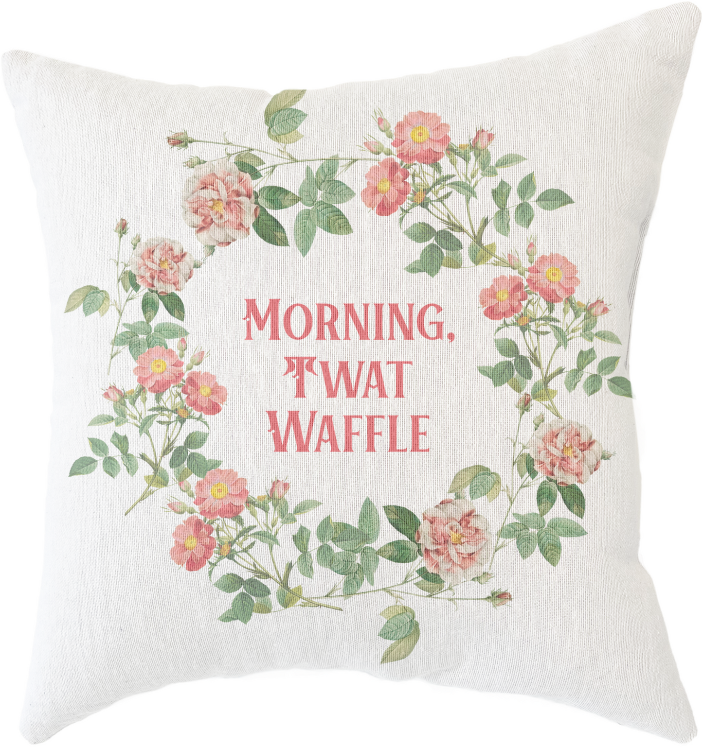 Morning, Twat Waffle Funny Woven Throw Pillow, 17" x 18"