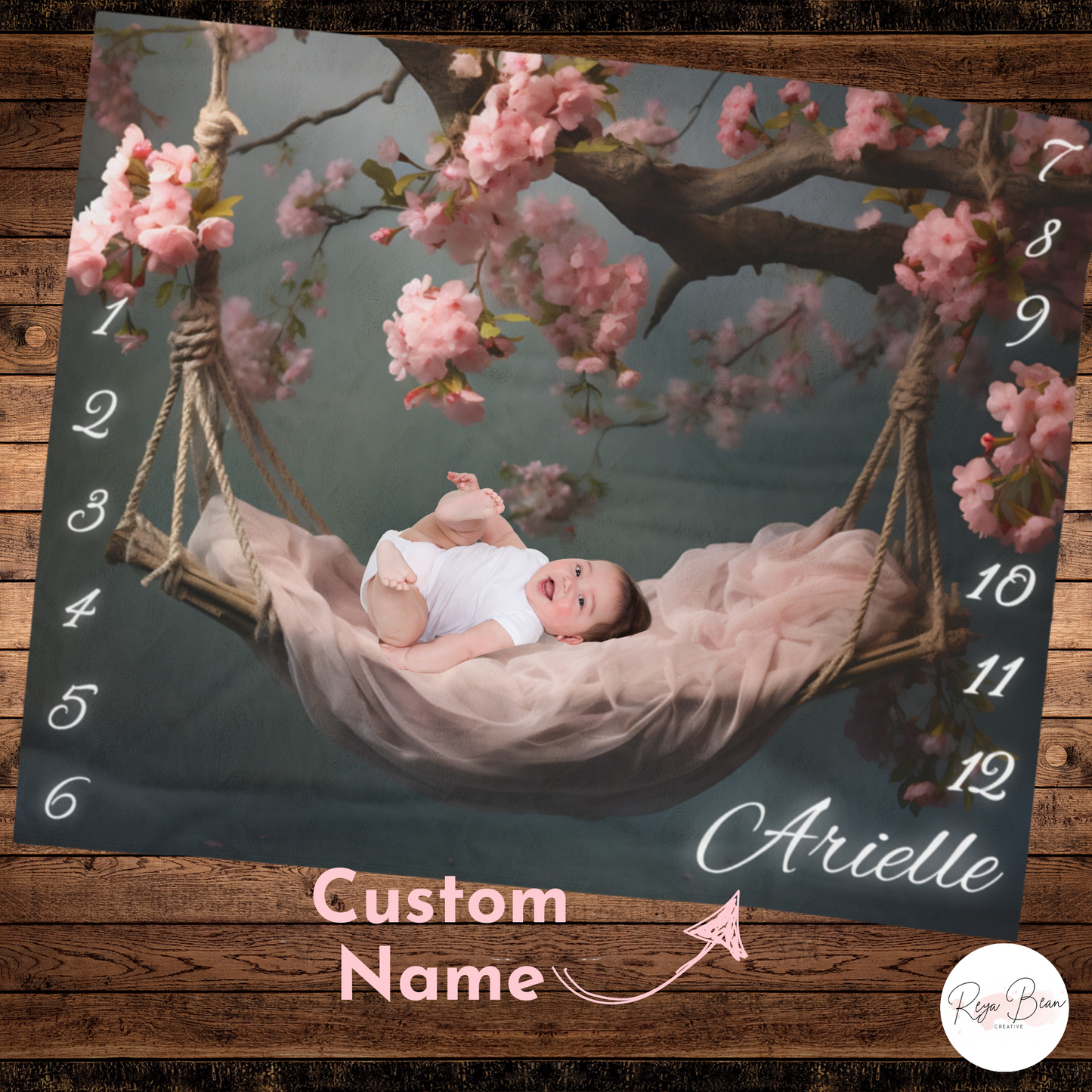 Baby's Custom First Year Milestone Blanket Velveteen, Floral Newborn Plush Pink Blanket for Girl, Unique Baby Name Monthly Photoshoot Idea