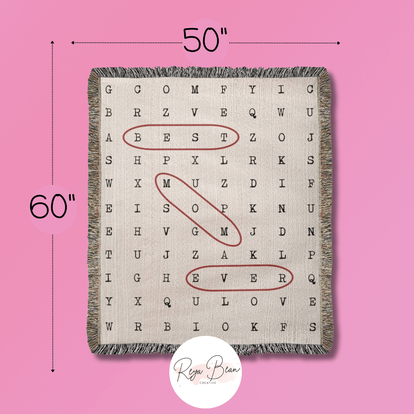 Best Mom Ever Woven Word Search Blanket