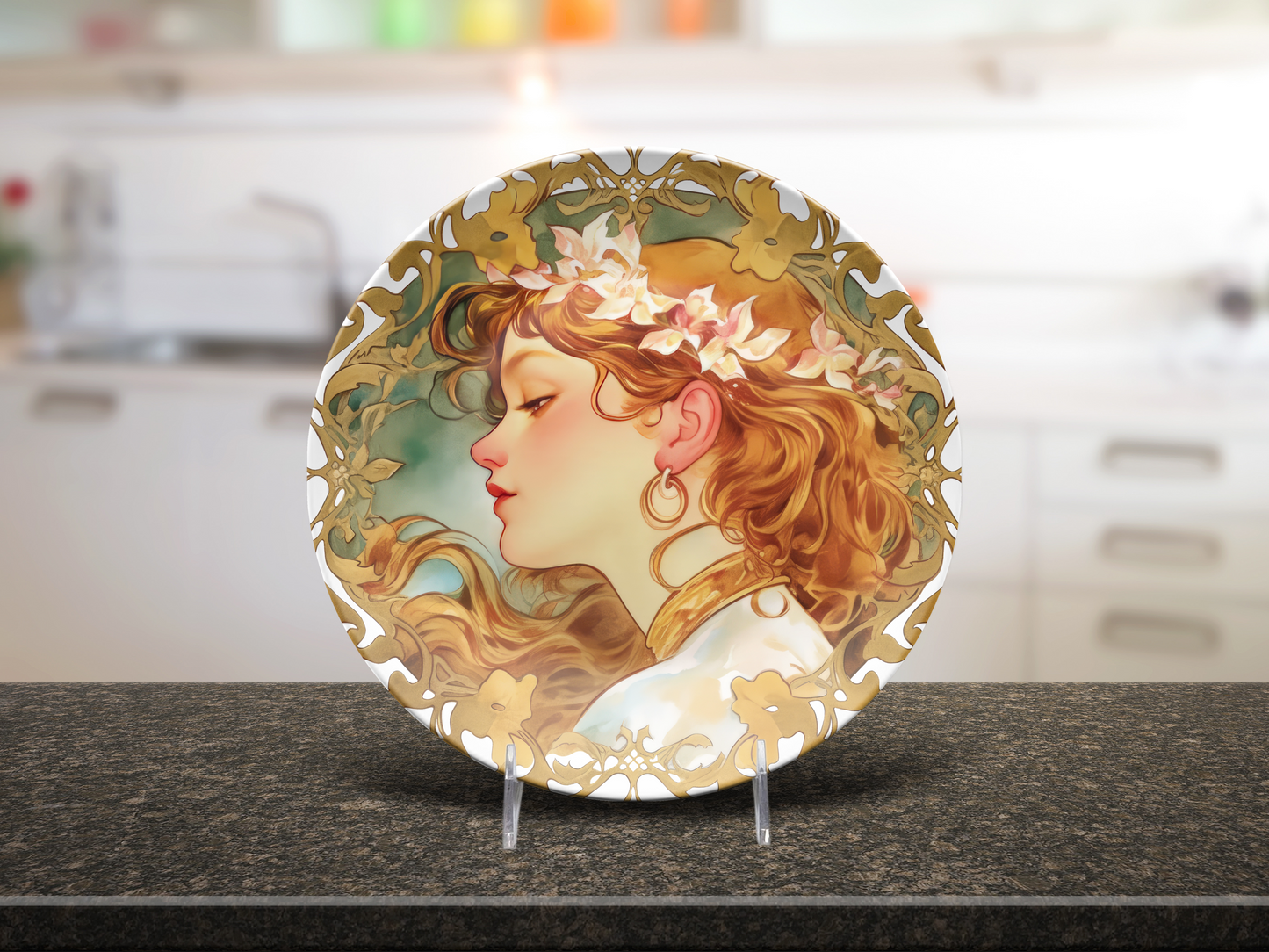 Art Noveau Housewarming Party Plates Gift Ethereal Women Plate Set, Unique Art Deco Hostess Fun Gift Whimsical Dinnerware, 10" Unbreakable