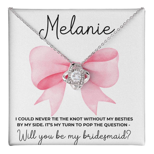 Custom Name Coquette Bridesmaid & Maid of Honor Proposal Gift - Love Knot Necklace