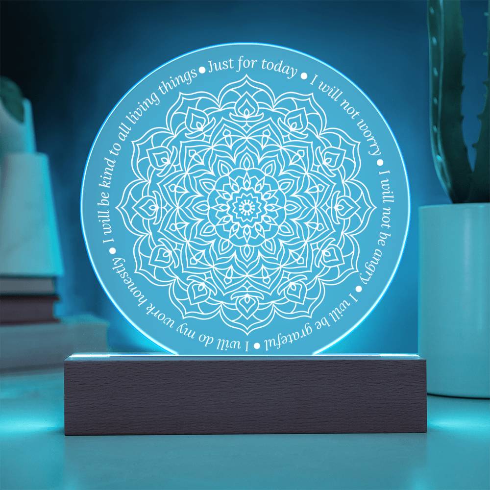 Reiki LED Plaque – Acrylic Light Plaque With Engraved Reiki Principles Sign